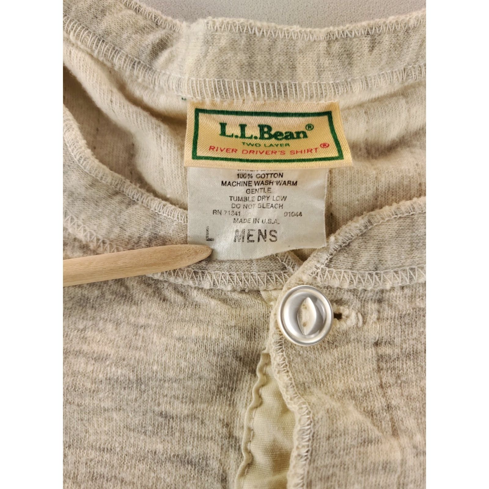 Vintage VINTAGE LL Bean River Driver's Shirt Cotton Wool Nylon Blend Henley Shirt Cream Mens L White Casual Men Size US L / EU 52-54 / 3 - 4 Thumbnail