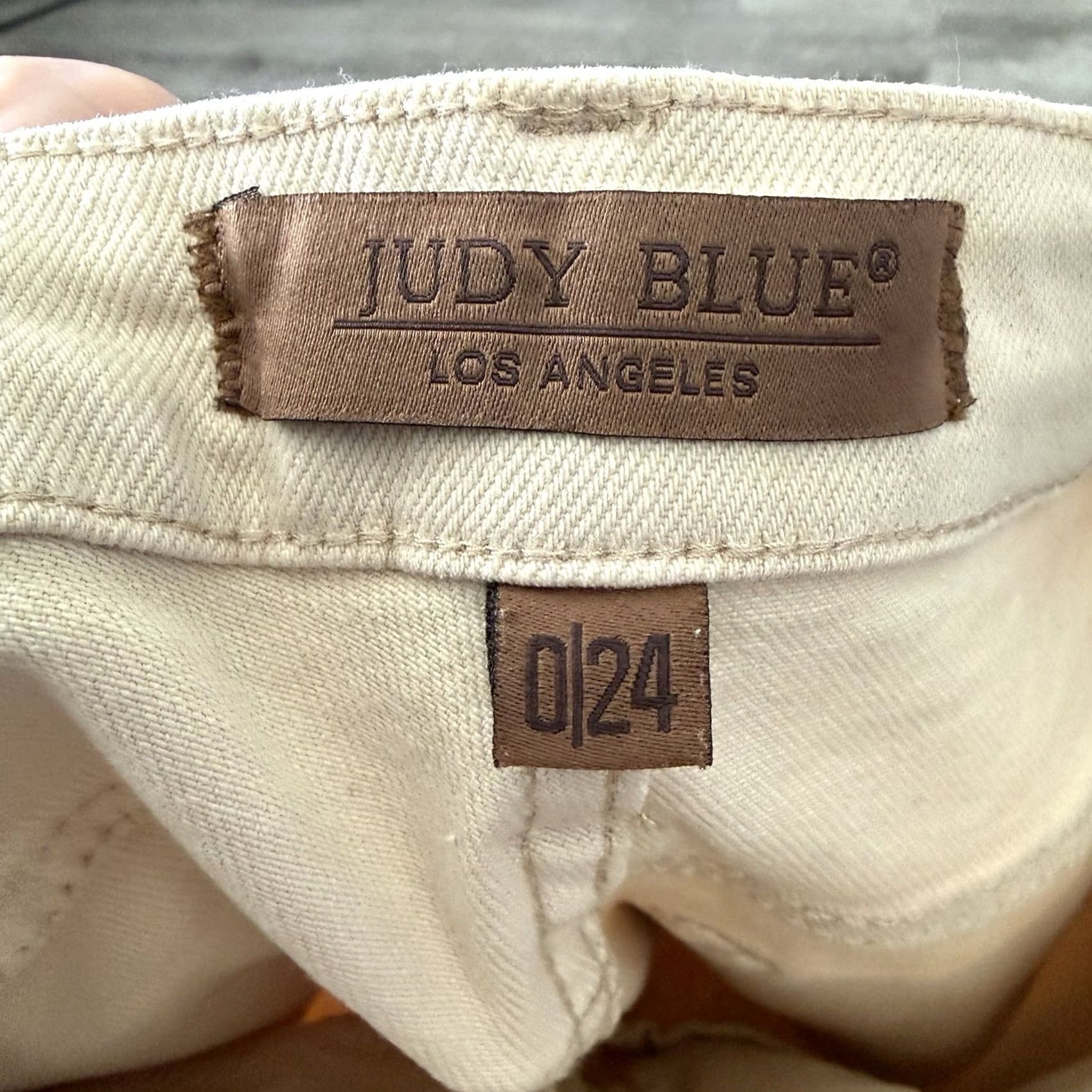 Vintage Judy Blue Jeans Womens 0/24 High Rise Wide Raw Hem Crop Denim Herb Garment Dyed Size 25" / US 0 / IT 36 - 2 Thumbnail