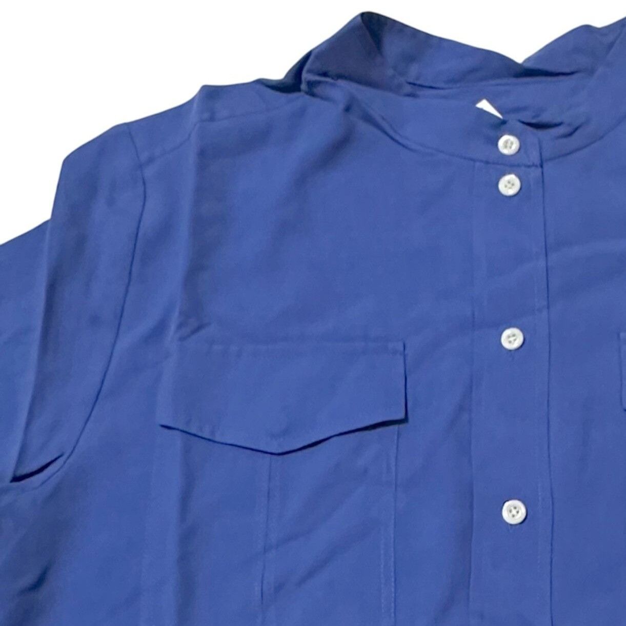 J.Crew J. Crew Blue Silk Long-Sleeve Button-Front Band Collar Shirt Size L / US 10 / IT 46 - 7 Thumbnail