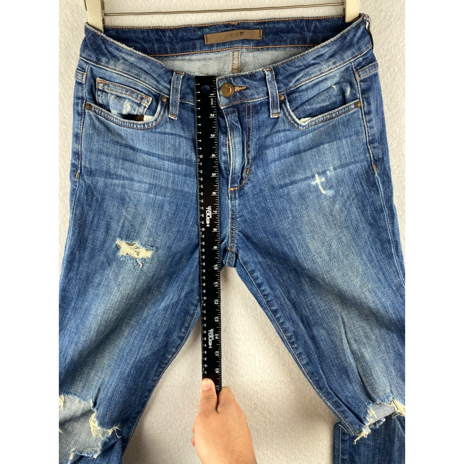 Vintage Joe's Jeans Skinny Ankle Womens 27 Denim Distressed Ripped Mid Blue Stretch Jeans Machine Washable Regular 5-Pocket Womens Jeans Size 27" / US 4 / IT 40 - 4 Thumbnail
