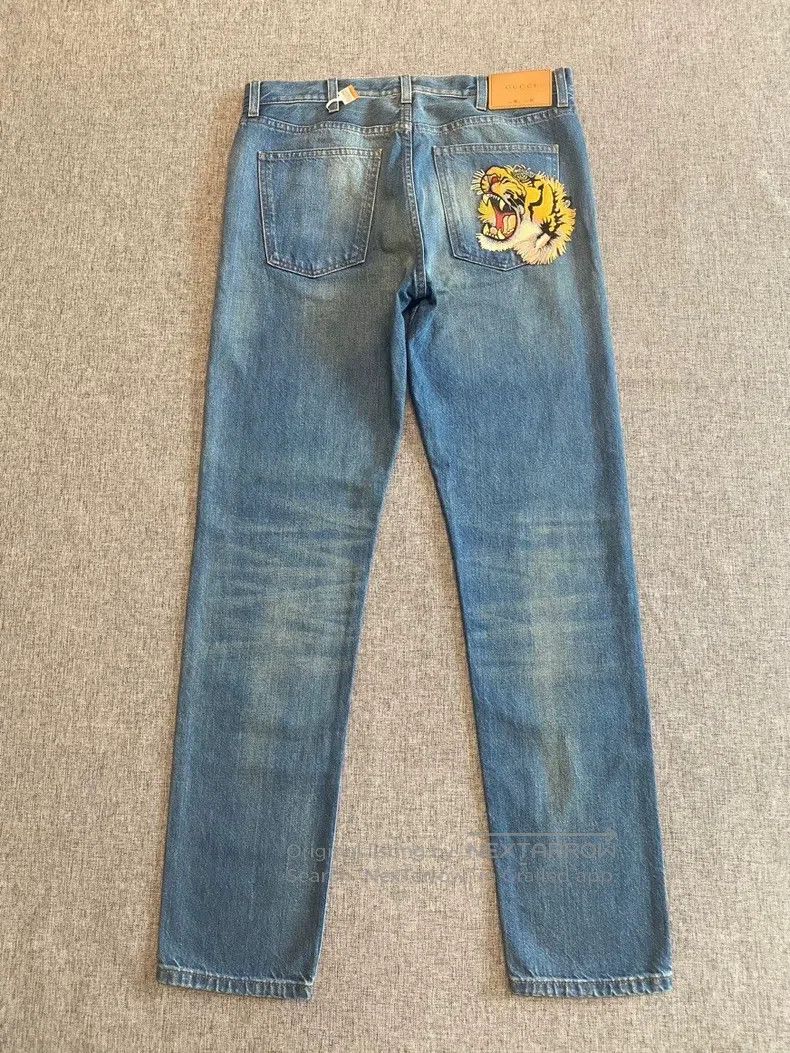 Gucci Gucci Embroidered tiger head patch jeans Size US 33 - 1 Thumbnail