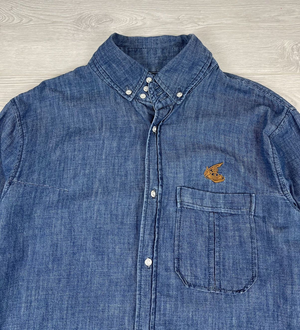 Vivienne Westwood Vivienne Westwood Anglomania Blue Denim Logo Shirt Size US L / EU 52-54 / 3 - 4 Thumbnail
