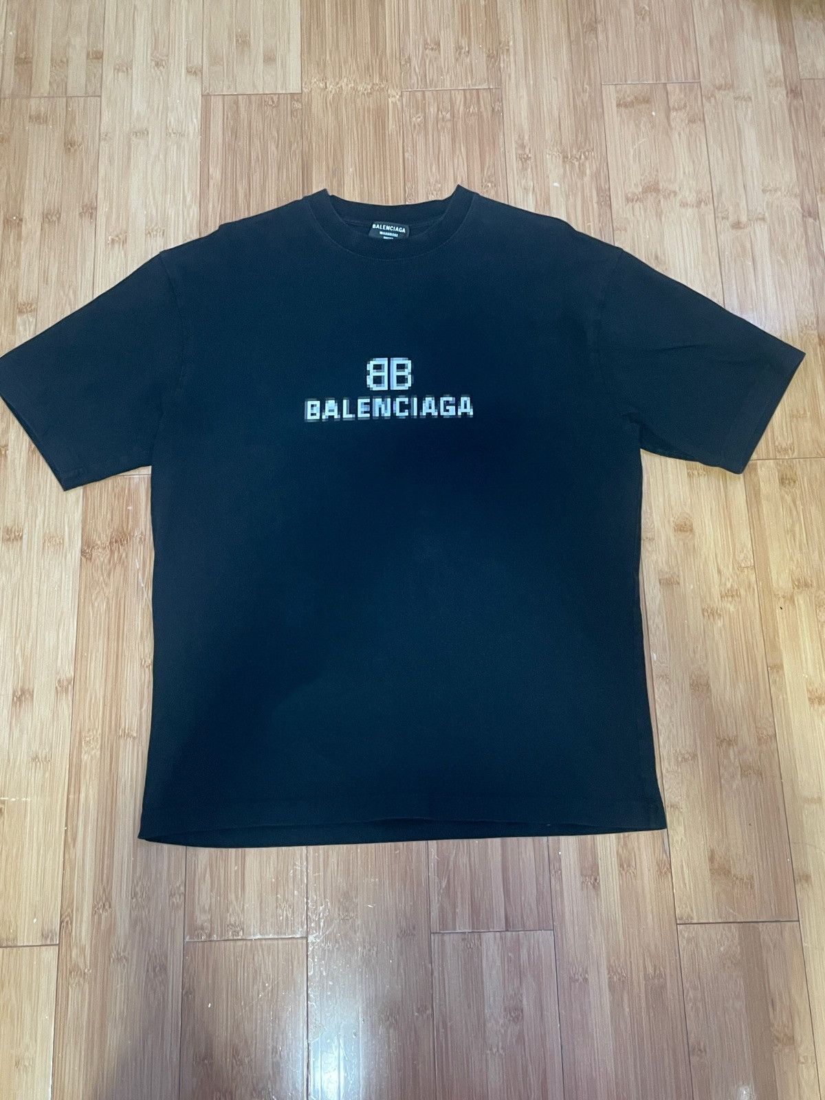 Balenciaga BB Pixel Distressed T-Shirt