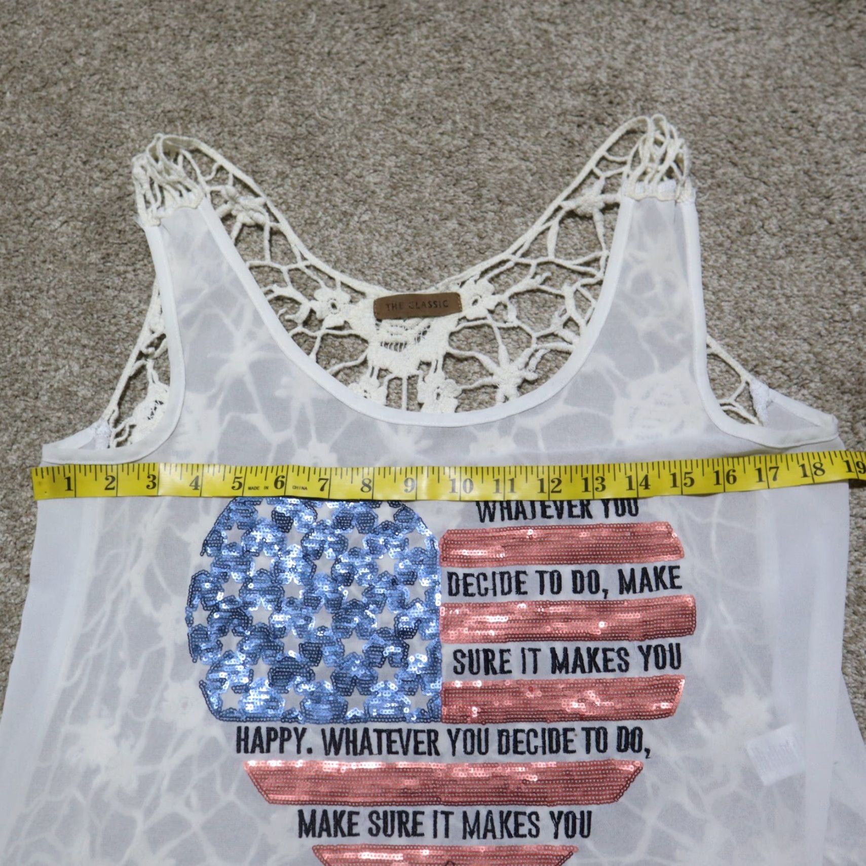 Vintage The Classic Tank Top Sleeveless Casual White M Shirt Womens Medium Lace Sheer Polyester Rayon Modern 90s? Size M / US 6-8 / IT 42-44 - 6 Thumbnail