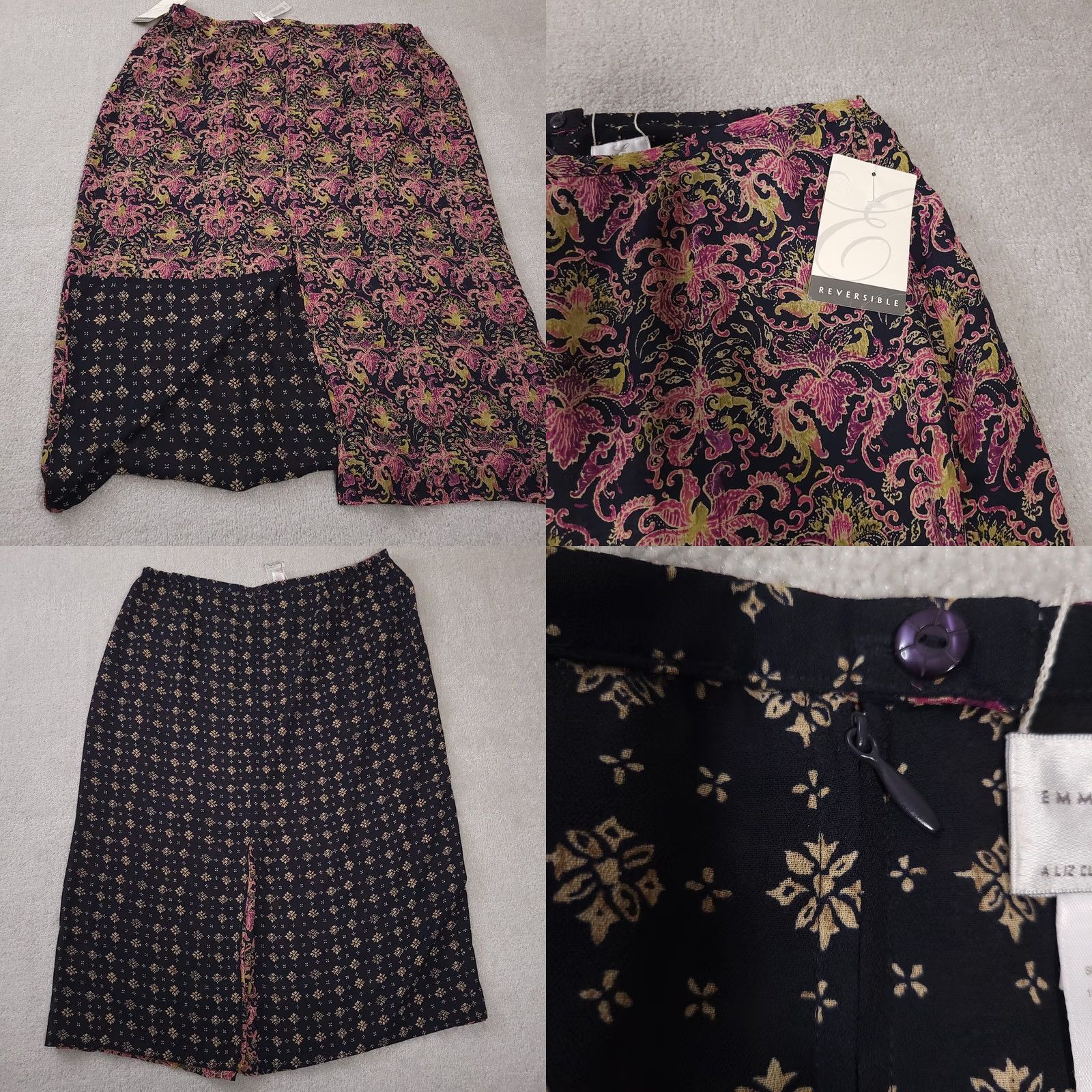 Liz Claiborne Emma James Liz Claiborne Maxi Skirt Reversible 22W Plus Slit Floral Geo Womens Skirt Midi 90s Vintage? Size 40" / US 18 - 8 Thumbnail
