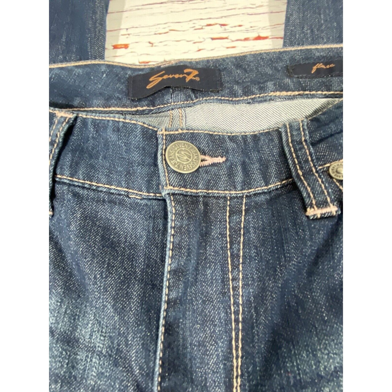 Seven 7 Seven 7 Womens Jeans Size 10 Wide Leg Dark Wash Blue Cottom Size 32" / US 10 / IT 46 - 7 Thumbnail