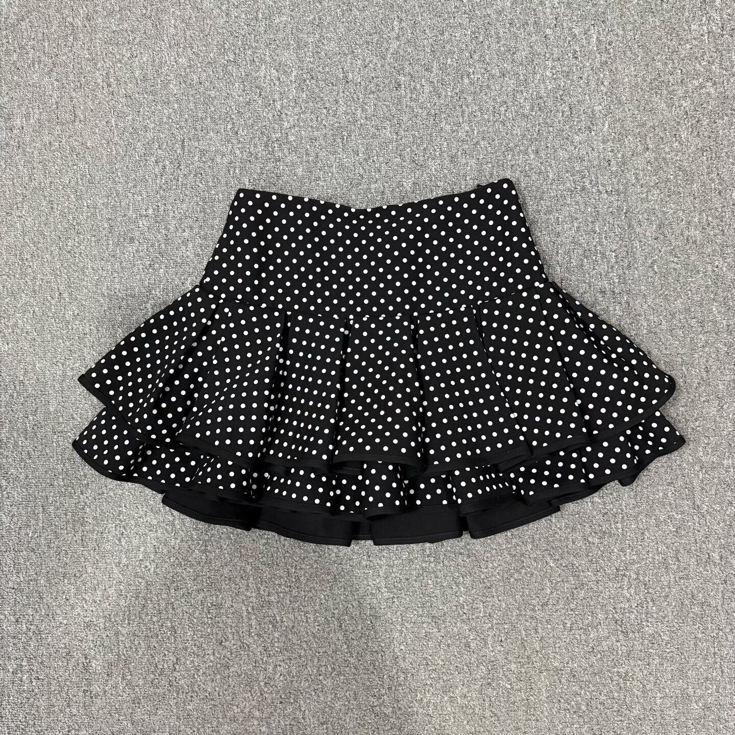 Valentino Valentino Black Polka Dot Silk-Wool Skirt Size 40" / US 18 - 1 Thumbnail