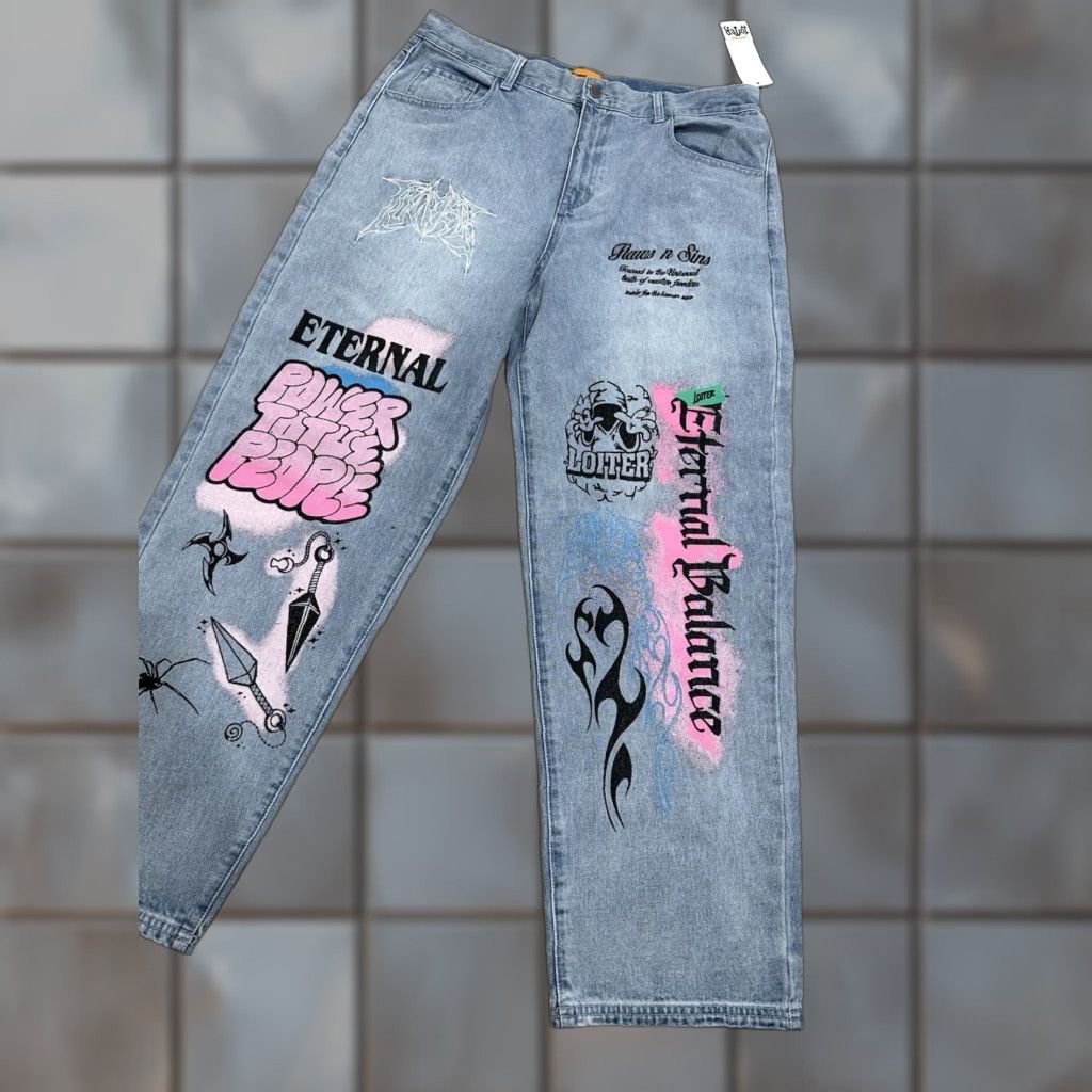Vintage VINTAGE Loiter Jeans Denim Eternal Men's 36x30 Baggy Loose Wide Leg VTG Y2K Jeans Size US 36 / EU 52 - 1 Thumbnail