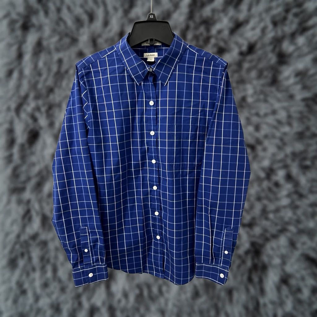 Vintage VINTAGE LL Bean Shirt Womens S Blue Pinpoint Oxford Plaid Long Sleeve Button Down 503436 Size S / US 4 / IT 40 - 1 Thumbnail