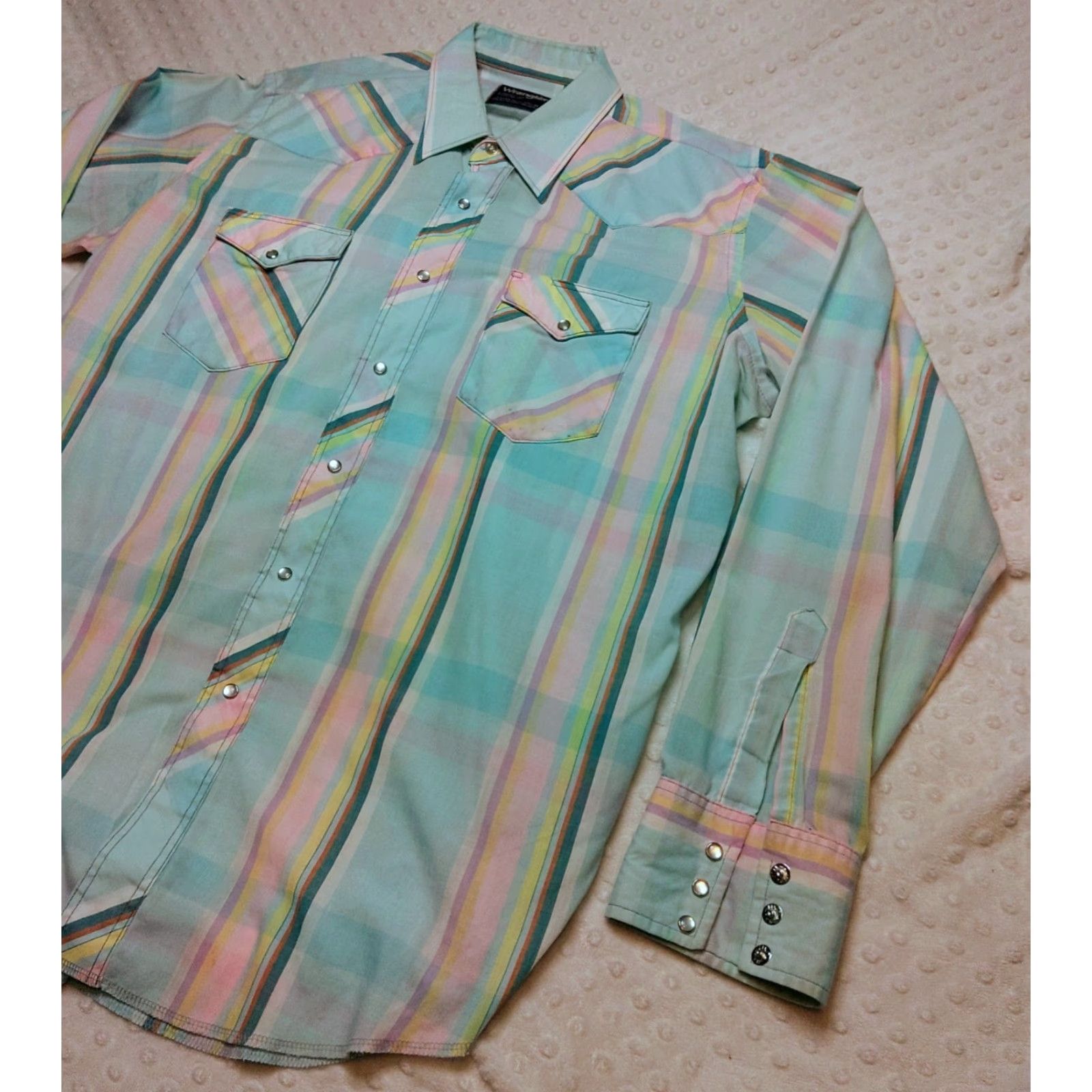 Wrangler Wrangler Vtg 90s Pastel Stripe Pearl Snap Button-Down Shirt Western Rodeo XLT Mens Shirt Size US XL / EU 56 / 4 - 2 Thumbnail