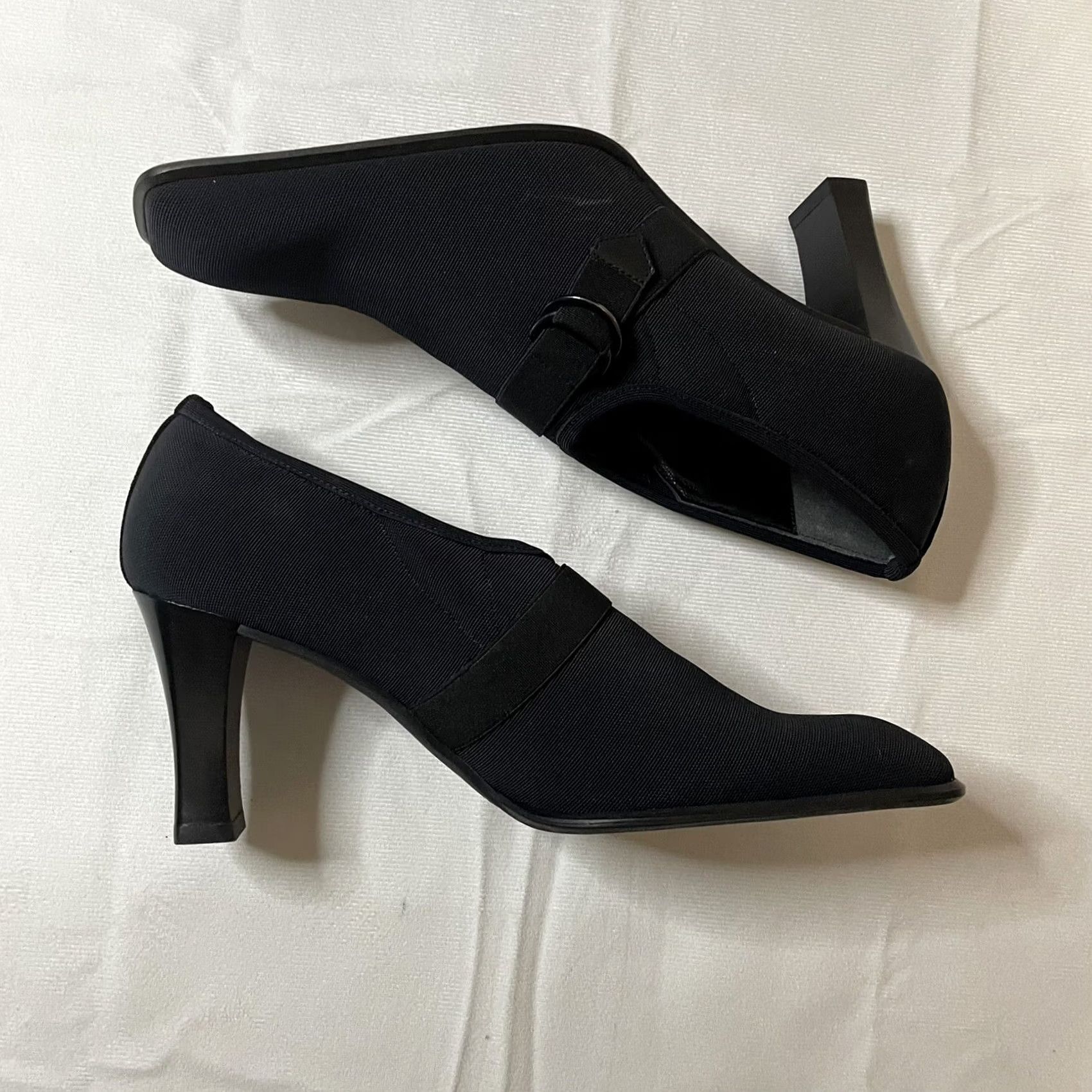 Vintage VINTAGE Sesto Meucci Pumps Heel Women's 7.5 M Black Leather Suede Pointed Toe Knit Stretch Buckle 3" Pump Shoes Size M / US 6-8 / IT 42-44 - 6 Thumbnail