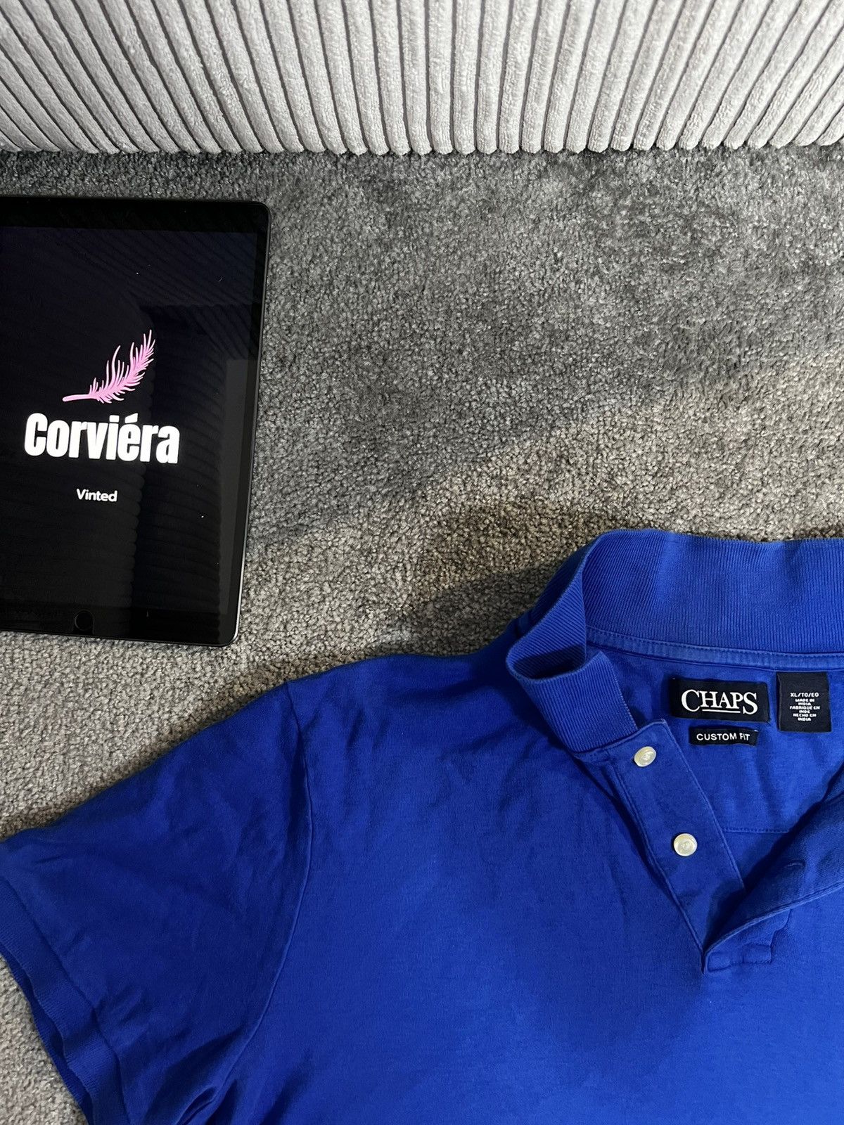Chaps Ralph Lauren × Designer × Vintage Chaps Vintage Polo Shirt blue Size US XL / EU 56 / 4 - 2 Thumbnail