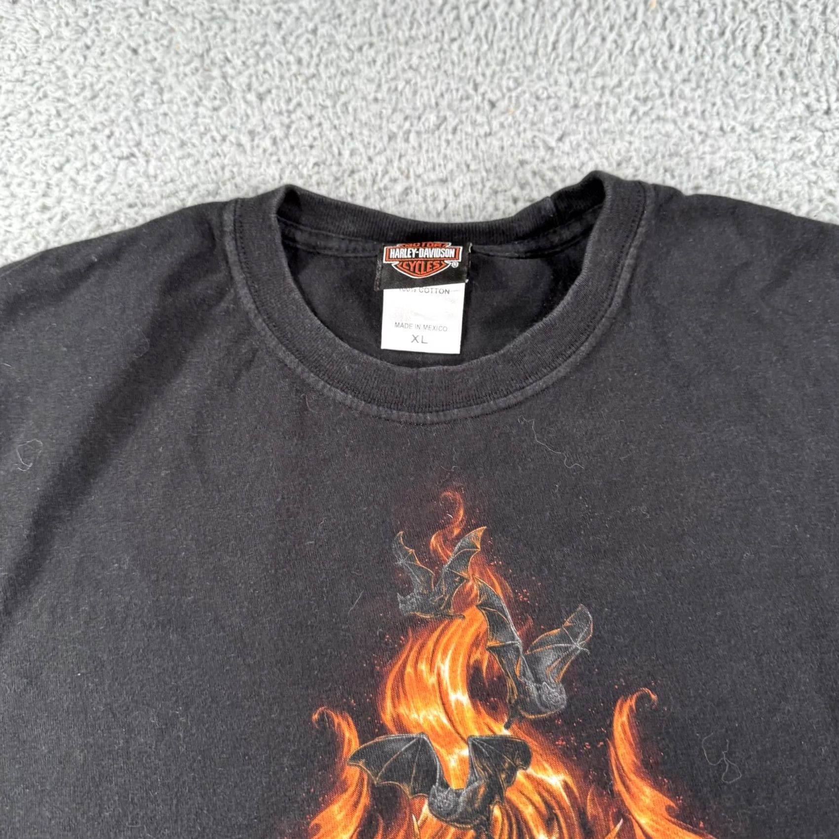 Harley Davidson Harley-Davidson Shirt Mens XL Black Long Sleeve Flames Skulls Panama City Beach Graphic Print Crew Neck Front Back Limited Edition VINTAGE? Size US XL / EU 56 / 4 - 7 Thumbnail