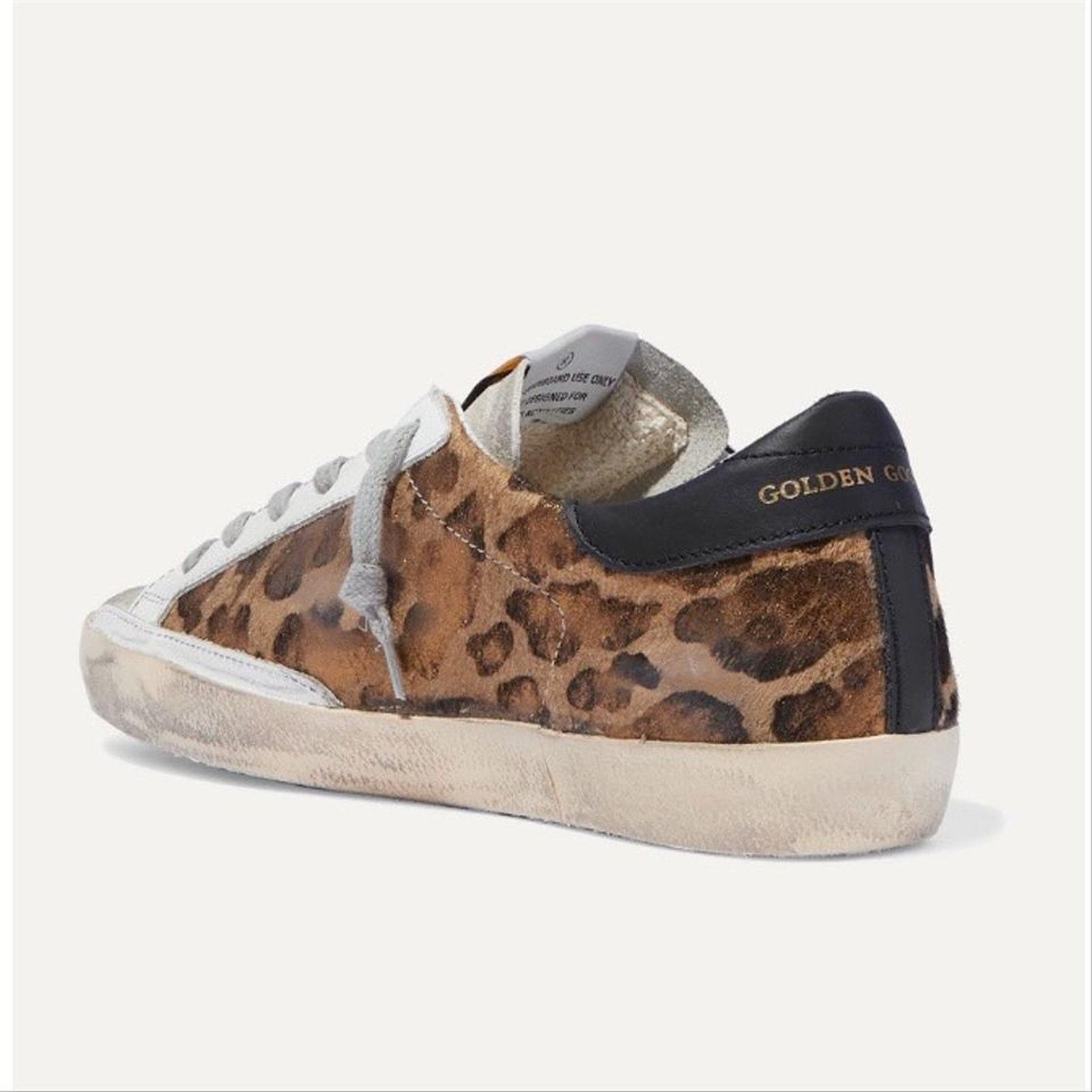 Golden Goose superstar distressed leopard calf hair leather sneakers Size US 5 / IT 35 - 4 Thumbnail