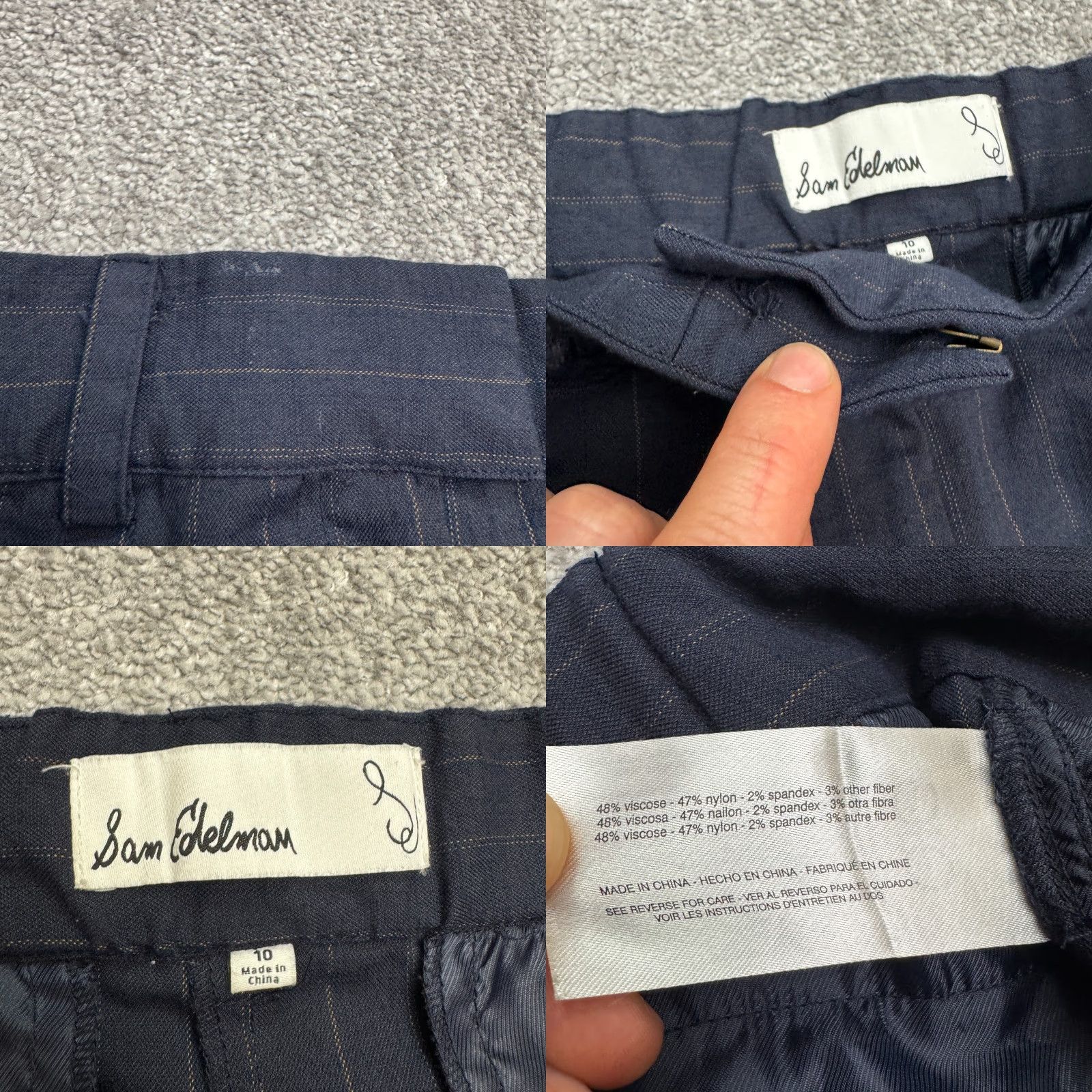 Sam Edelman Sam Edelman Cargo Pants Womens 10 Navy Blue Striped High Rise Taepred Leg Casual Size 32" / US 10 / IT 46 - 8 Thumbnail