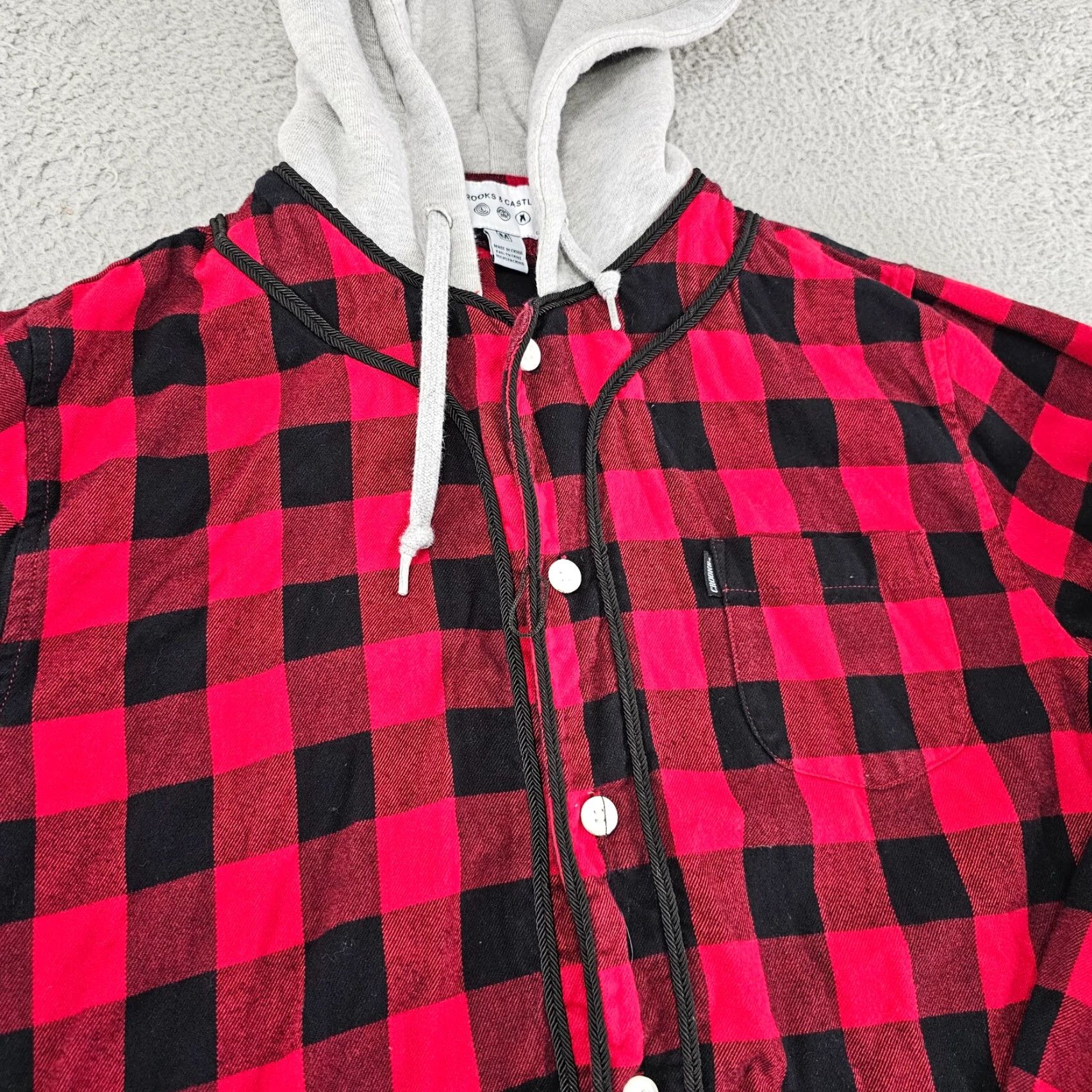 Crooks & Castles Crooks & Castles Shirt Mens M Red Plaid Flannel Knit Hooded Shacket Size US M / EU 48-50 / 2 - 2 Thumbnail