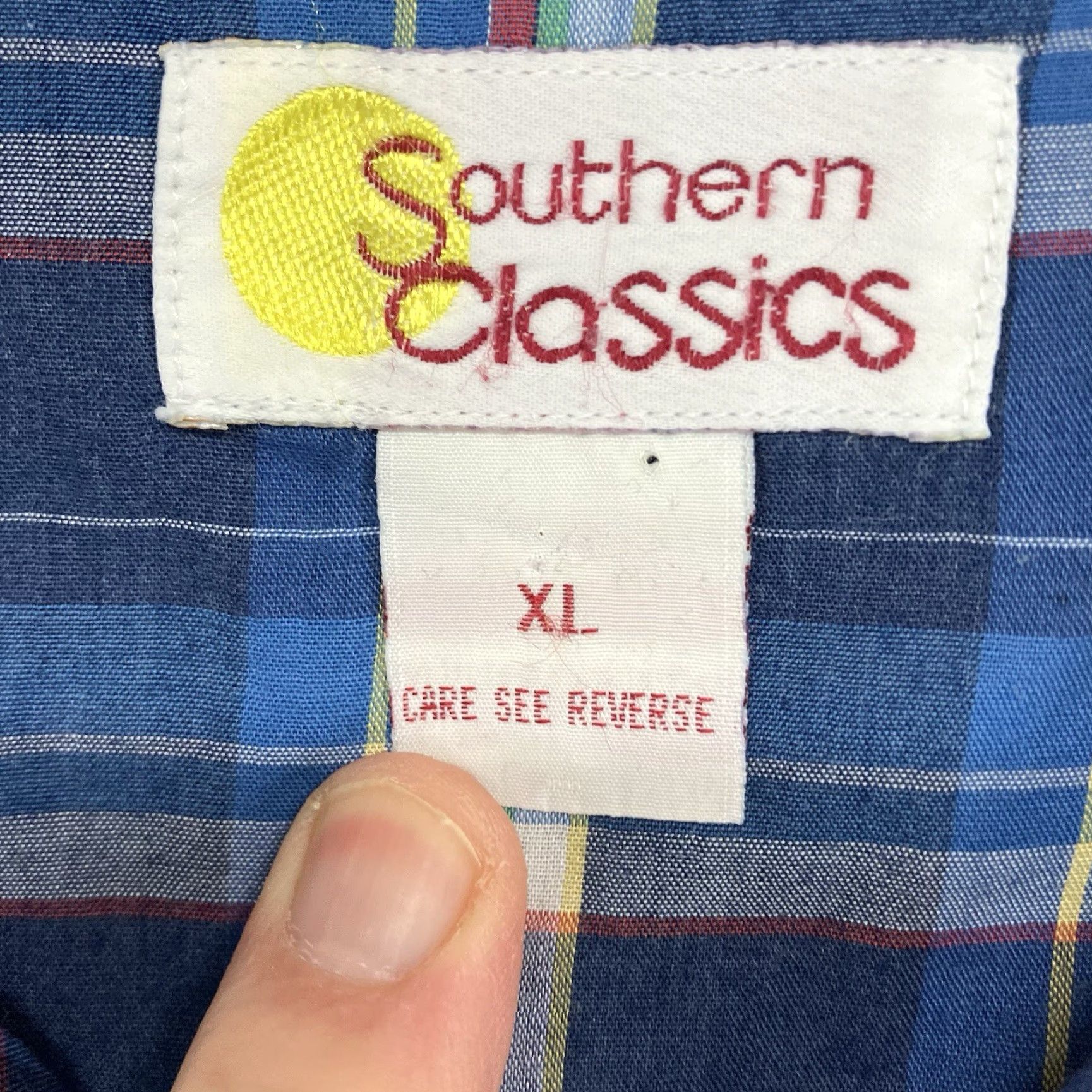 Southern Tide VINTAGE Western Shirt XL Blue Plaid Long Sleeve Pearl Snap 90s Super Thin Mens Size US XL / EU 56 / 4 - 3 Thumbnail