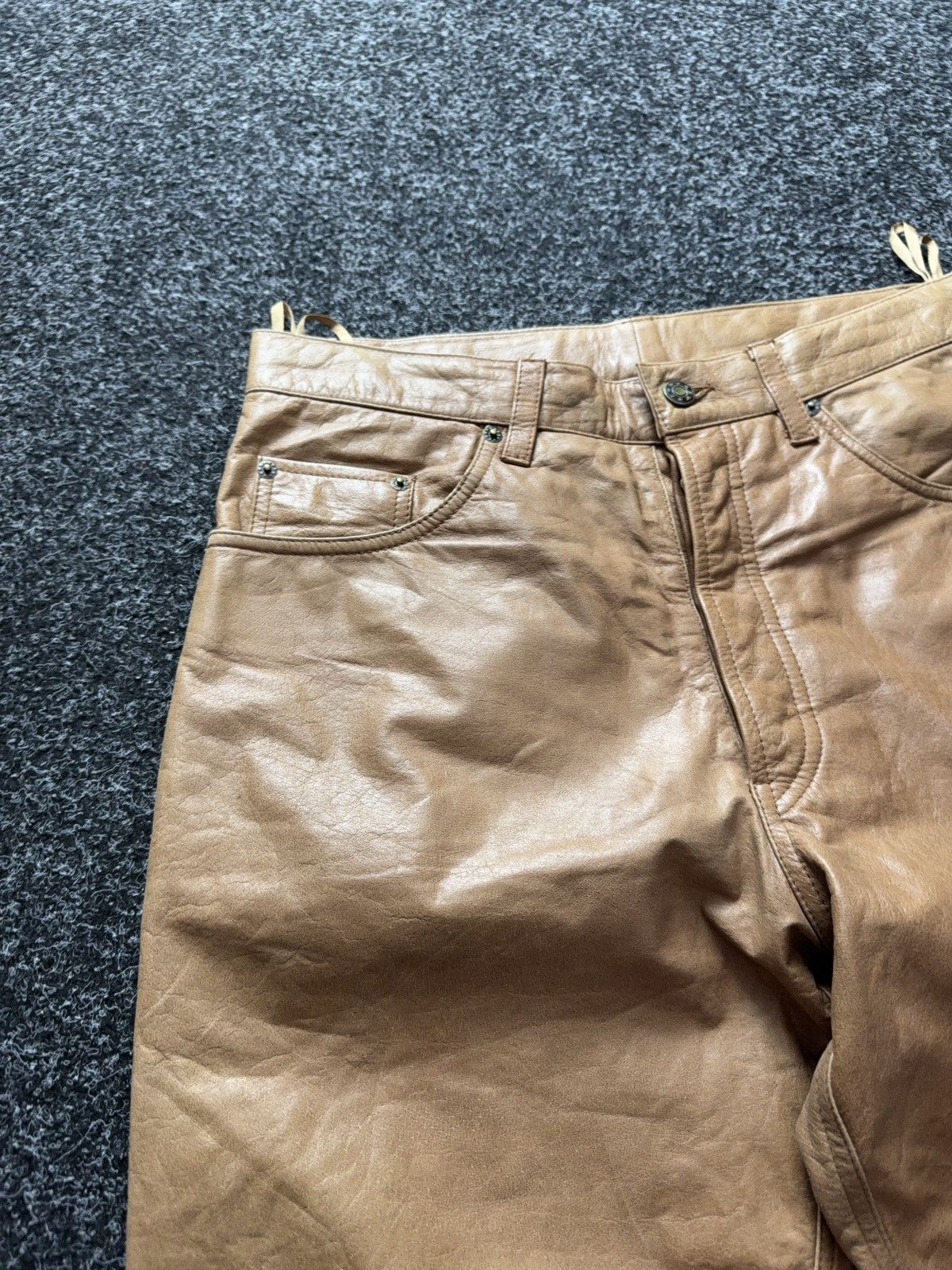 Genuine Leather 00s Leather Biker MOTO Rock Punk Cowboy Chrome Style Pants Size US 31 - 7 Thumbnail