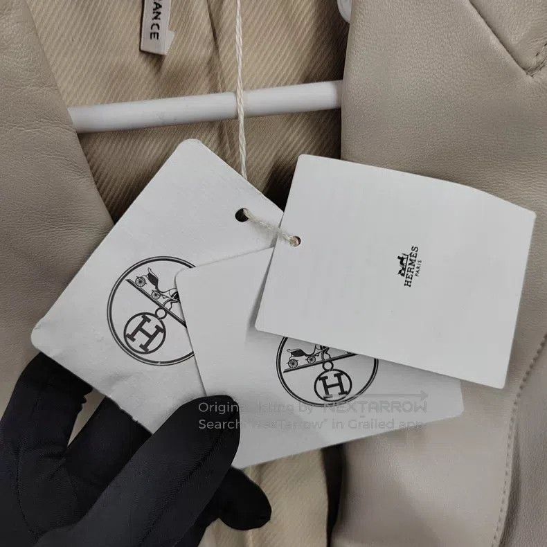 Hermes Hermes White-Grey Lamb Leather Blazer Jacket Size XS / US 0-2 / IT 36-38 - 4 Thumbnail