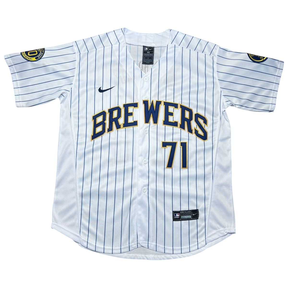 MLB × Nike MLB Milwaukee Brewers Josh Hader 71 Nike Pinstripe Jersey Size US XL / EU 56 / 4 - 1 Thumbnail