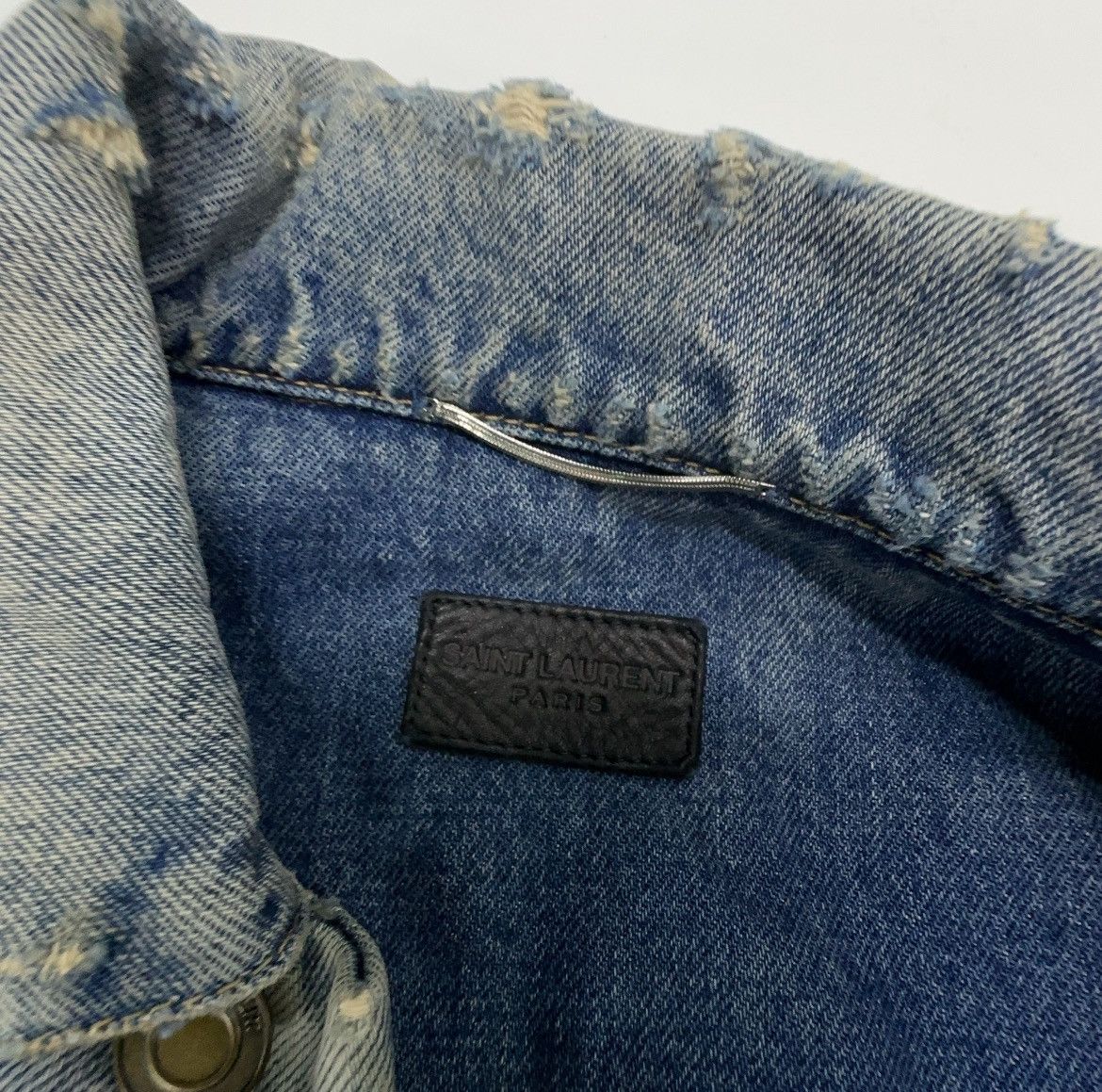 Saint Laurent Paris Saint Laurent Paris Distressed Denim Jacket Size XS / US 0-2 / IT 36-38 - 4 Thumbnail