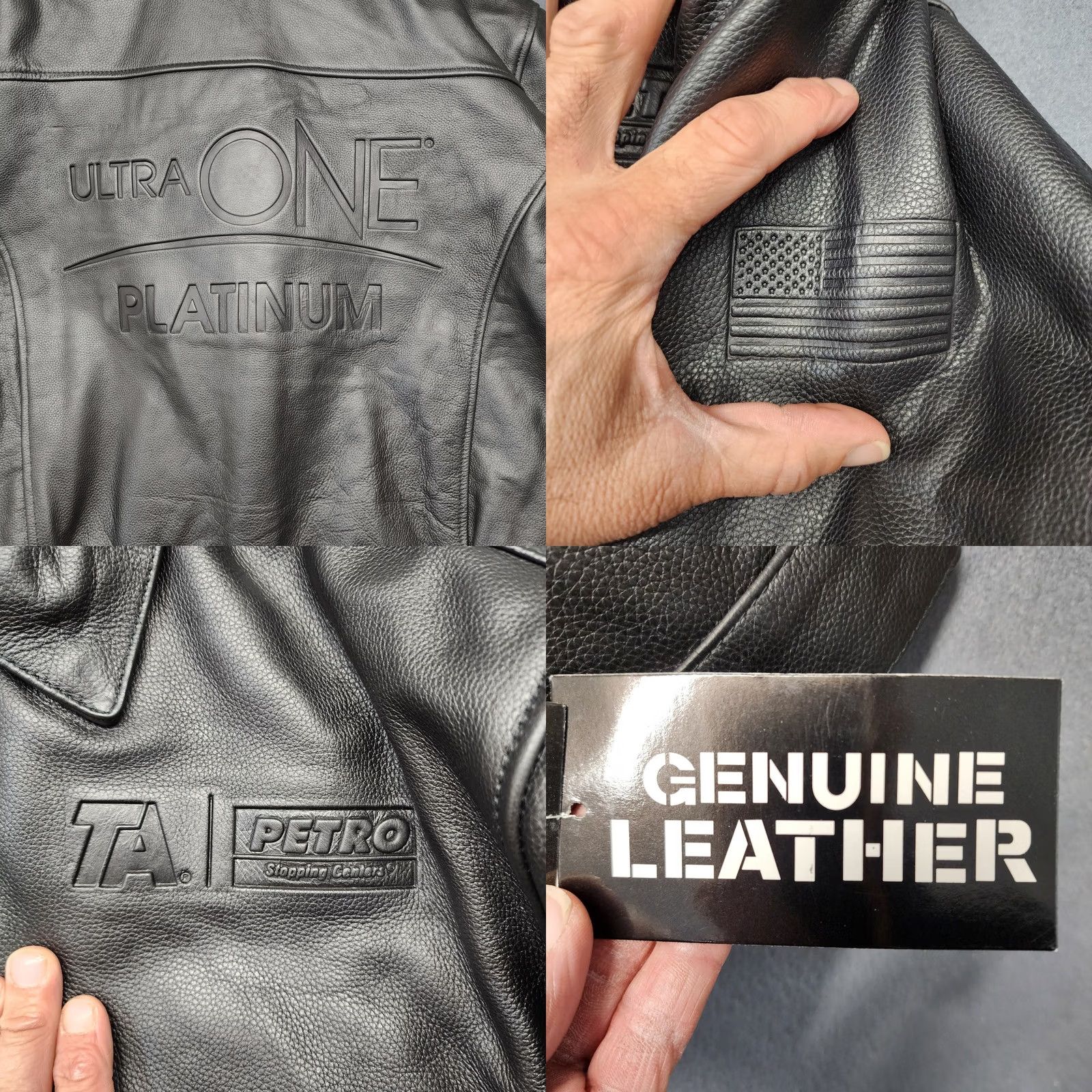 Vintage Ultra One Platinum Leather Coat Jacket XL Black Bomber Biker Moto TA Petro NEW Size US XL / EU 56 / 4 - 9 Thumbnail