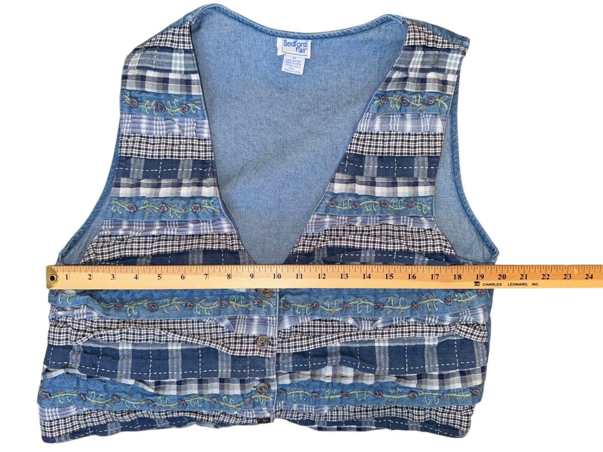 Vintage Vintage 90s Bedford Fair patchwork vest metal button denim Size XXL / US 16-18 / IT 52-54 - 5 Thumbnail