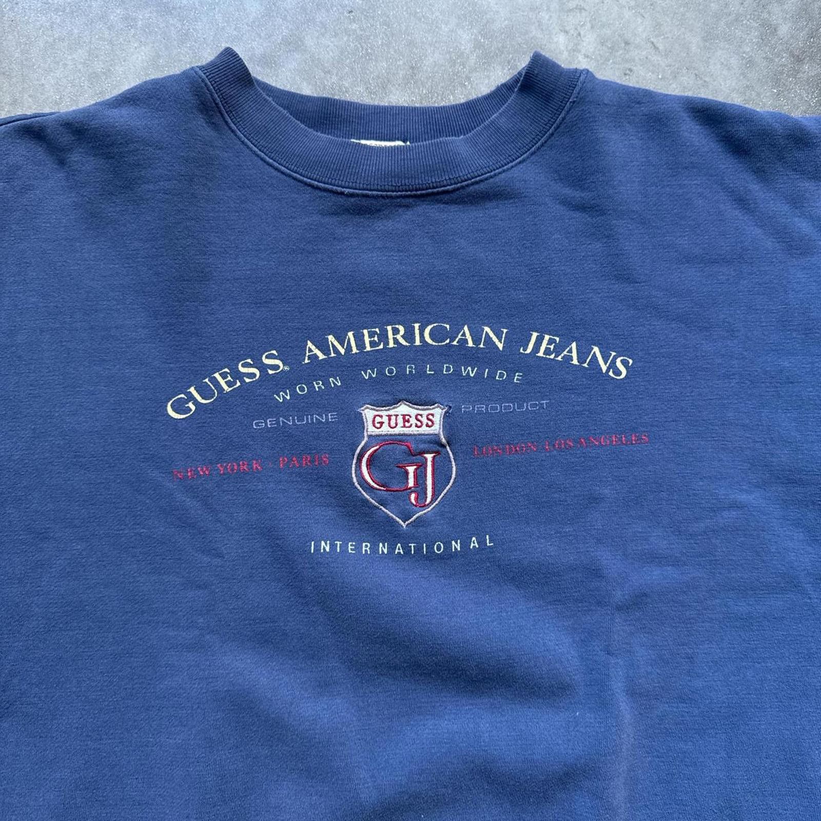 Guess Guess Y2k Navy Crewneck Sweatshirt Size US M / EU 48-50 / 2 - 2 Thumbnail