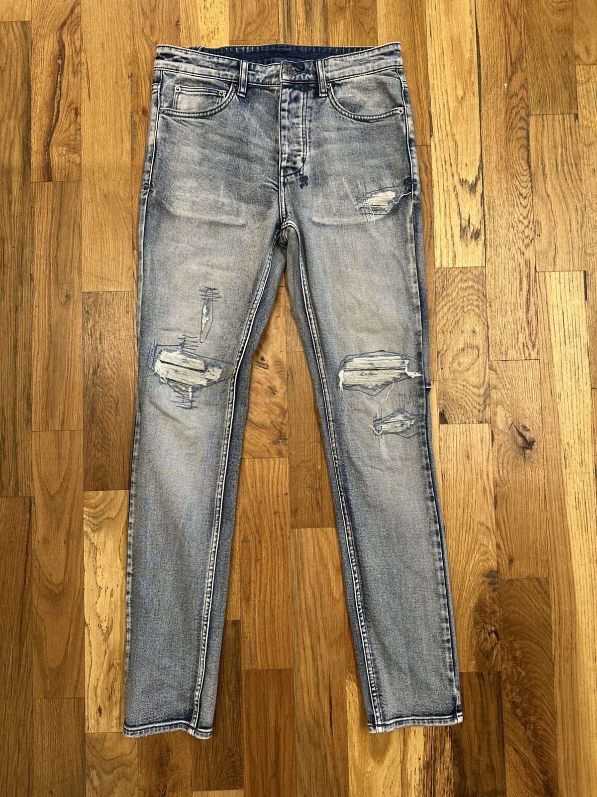 Ksubi Ksubi Knee Stitch Patch Plain Blue Denim Jeans Size 31 Size US 31 - 1 Thumbnail