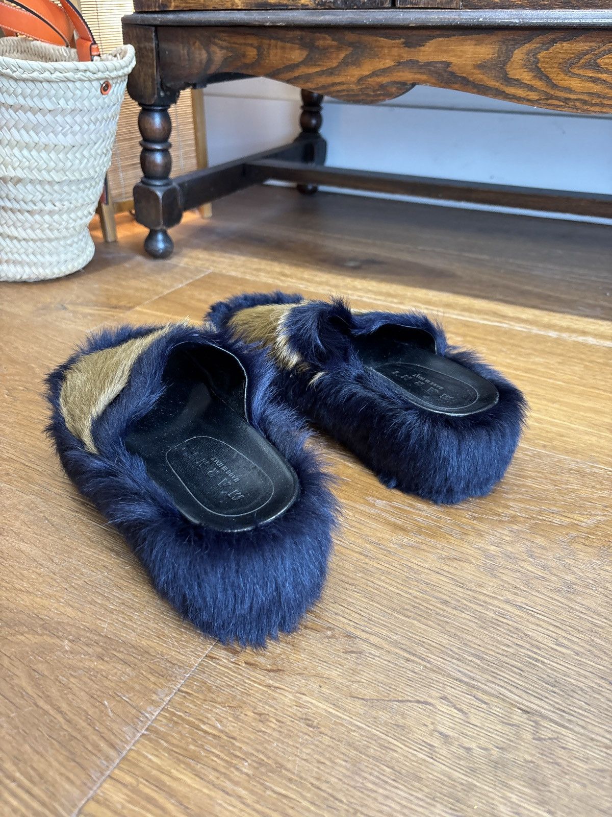 Marni These are Marni calf hair mules in a blue and brown colorway Size US 6 / IT 36 - 7 Thumbnail