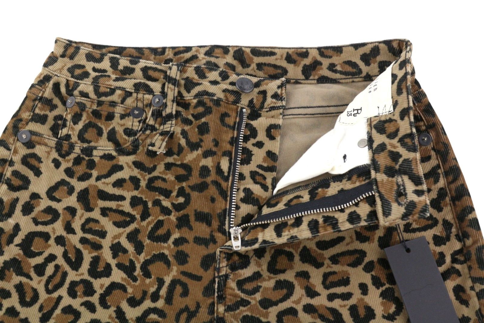 R13 ALISON SKINNY 27 Tan Leopard High Rise Corduroy 85778 Size 27" / US 4 / IT 40 - 4 Thumbnail
