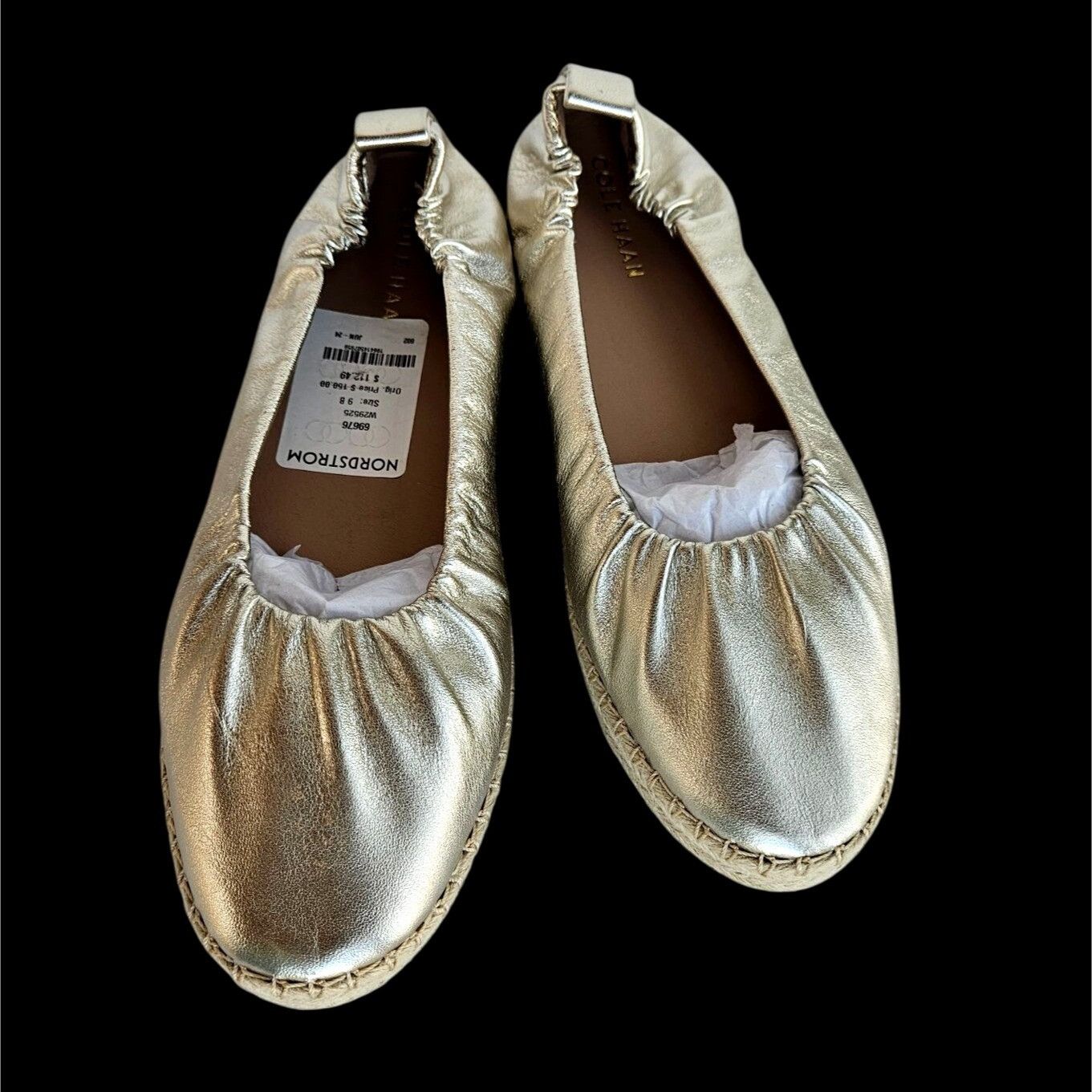 Cole Haan Cole Haan Platinum Gold Leather Espadrille Flats Size 9B Gra Size US 9 / IT 39 - 2 Thumbnail
