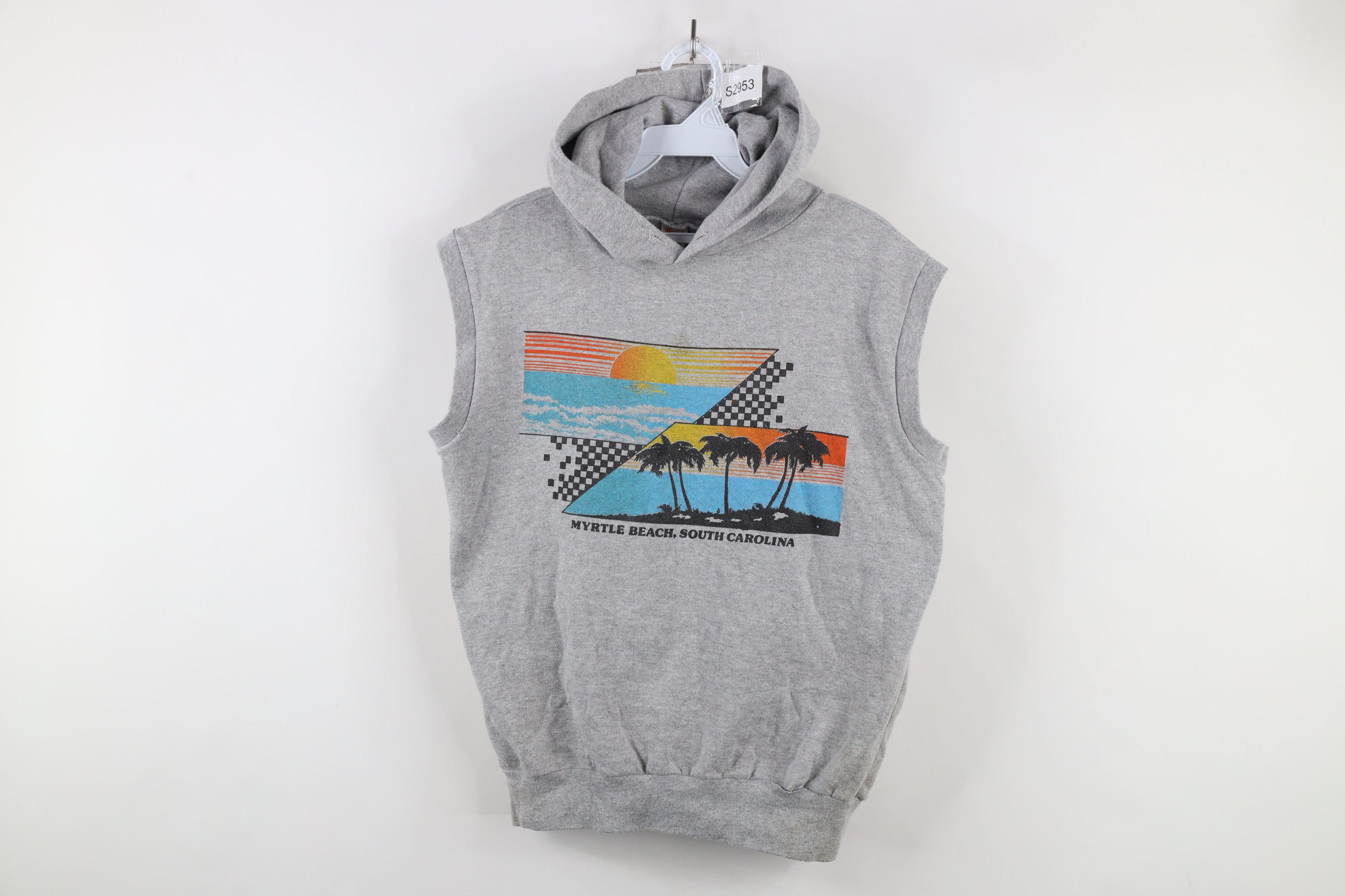 Vintage Vintage 70s 80s Beach Sleeveless Hoodie Sweatshirt USA Size L / US 10 / IT 46 - 1 Thumbnail