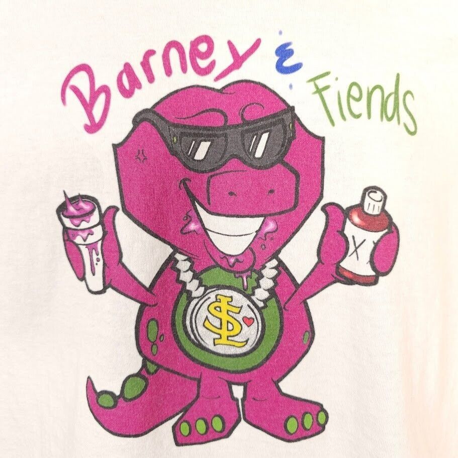 Gildan Barney And Fiends T Shirt Mens Size Medium White Parody Size US M / EU 48-50 / 2 - 2 Thumbnail