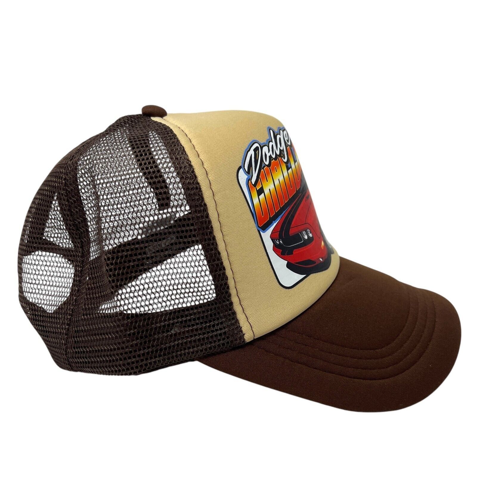 Reason Dodge Challenger Mesh Snapback Trucker Hat Cap Brown Size ONE SIZE - 3 Thumbnail