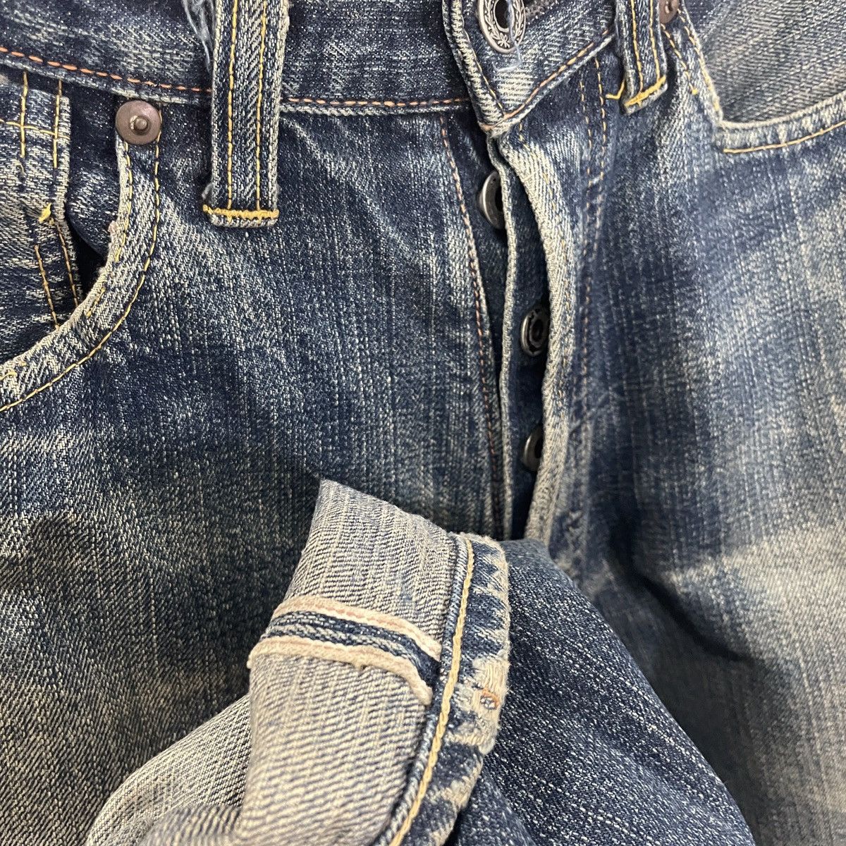 The Real McCoy's Vintage Mccoy Work Clothing Distressed Selvedge Denim Size US 31 - 5 Thumbnail
