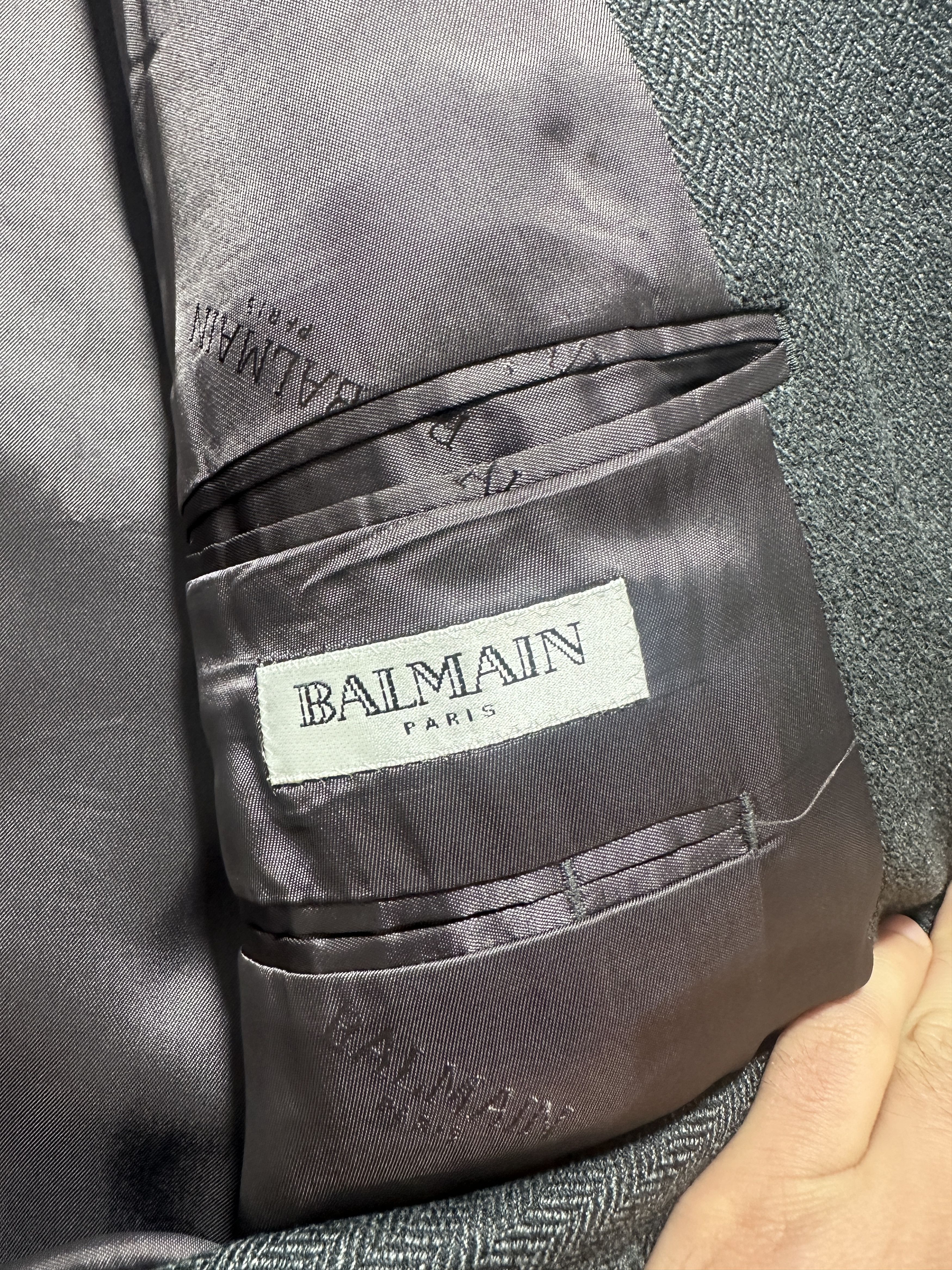 Balmain Balmain Paris Herringbone Wool Suit Blazer Double Vent IT 52 Size 52R - 5 Thumbnail