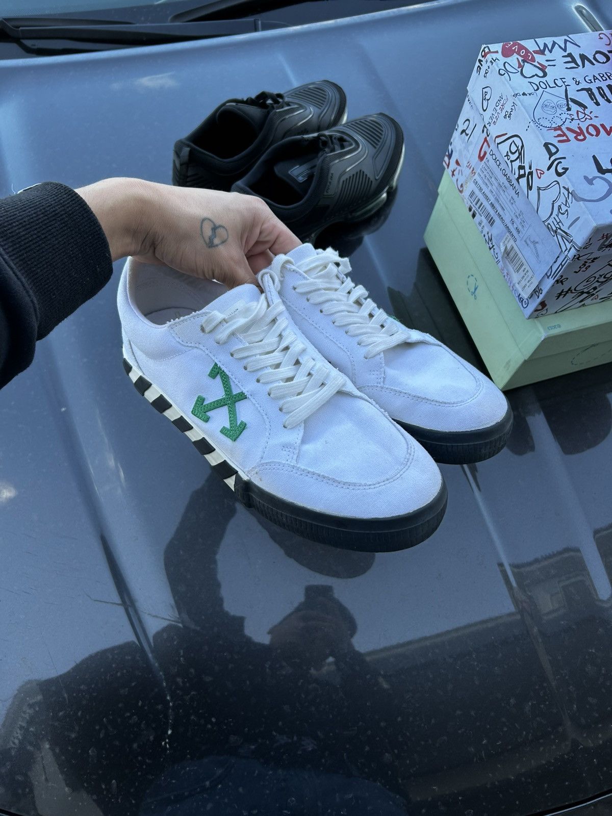 Off-White Off white vulcanized green/white Size US 11 / EU 44 - 1 Thumbnail