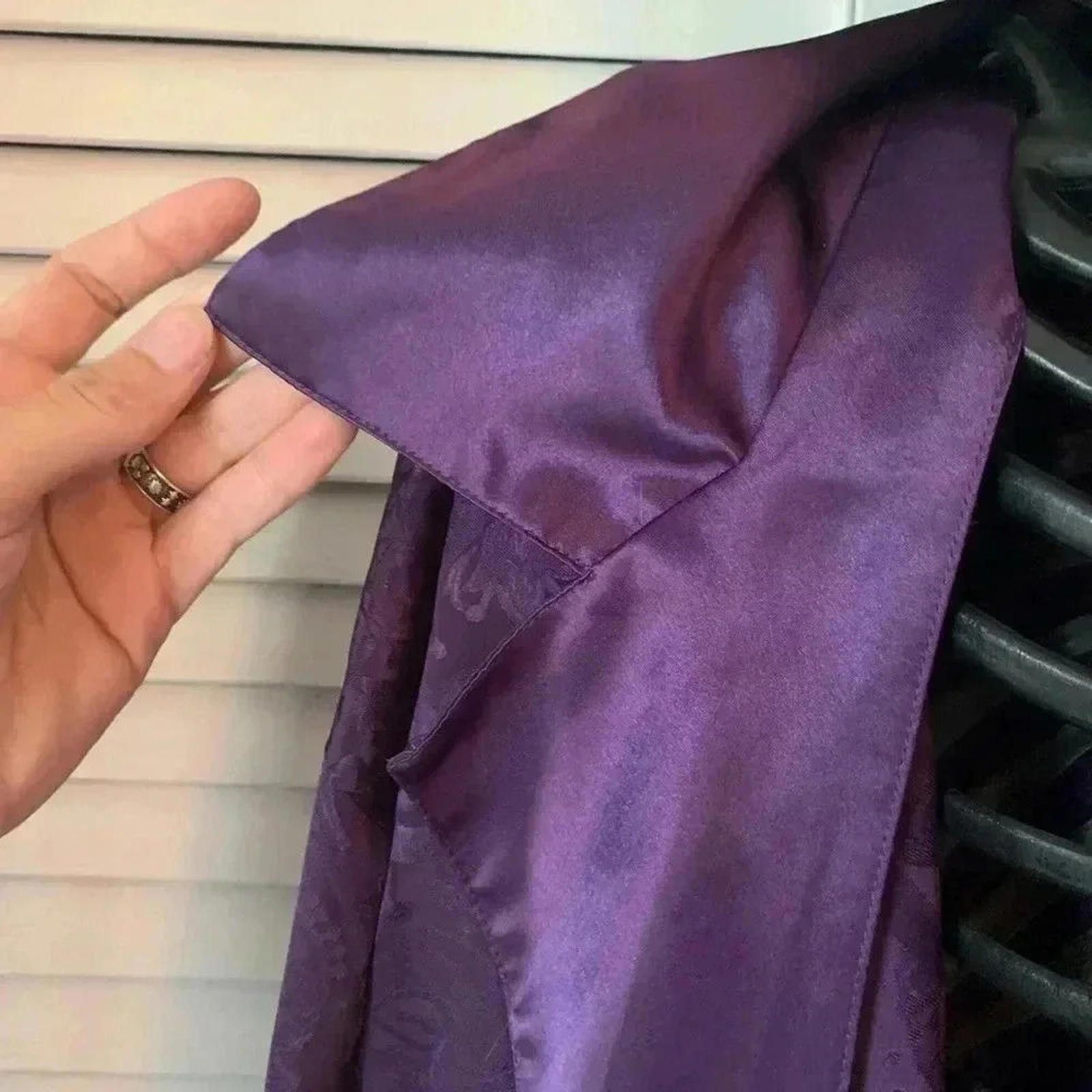 Designer Victoria's Secret Purple Satin Robe Size ONE SIZE - 5 Thumbnail