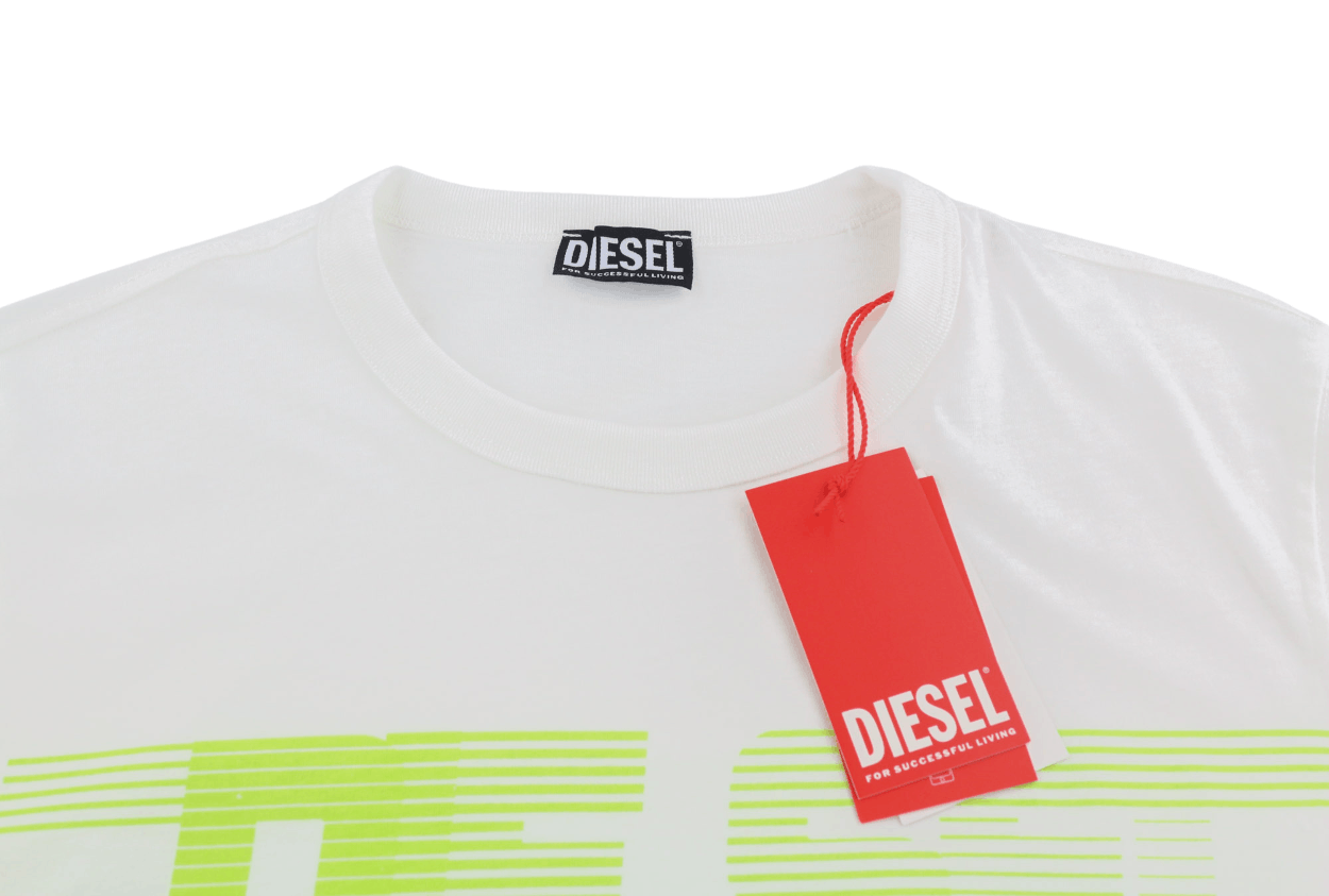 Diesel T-JUST-E19 L Short Sleeve Logo White Tee 40249 Size US L / EU 52-54 / 3 - 4 Thumbnail