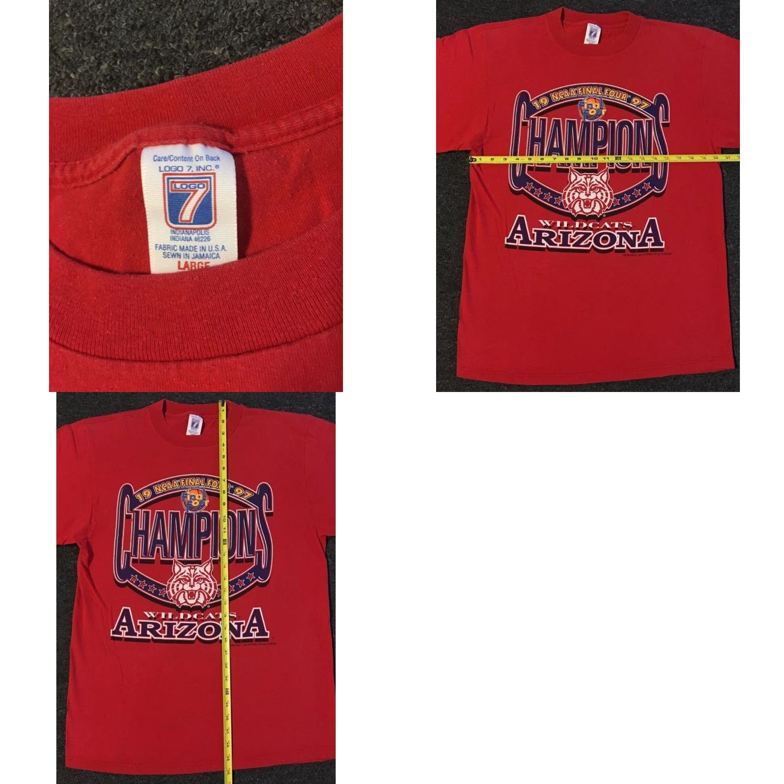Vintage VINTAGE Arizona Wildcats Shirt L Men Red 90s College Grunge Final Four Champion University of Arizona Track & Field USA USA Theme Graphic Tee Size US L / EU 52-54 / 3 - 8 Thumbnail