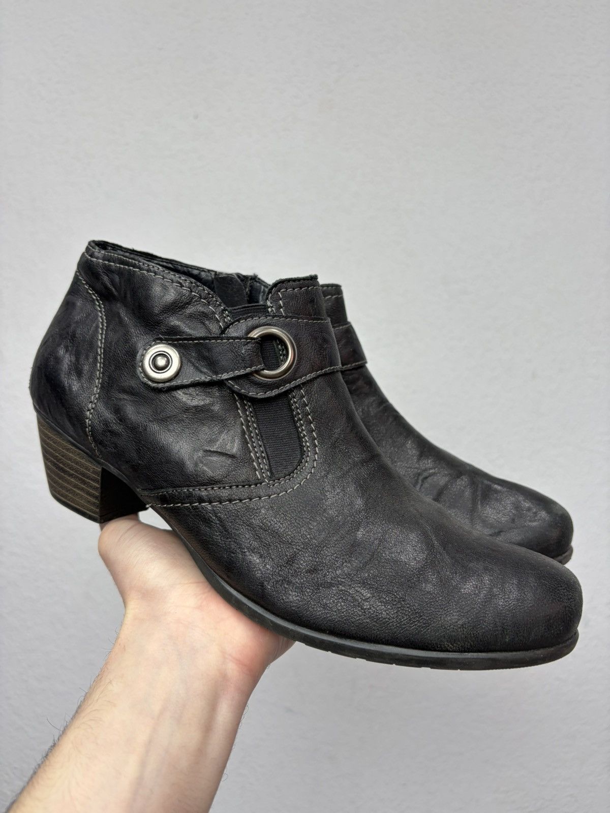If Six Was Nine AS 98 Vibe Artisan Black Leather Side Zip Ankle Biker Boots Size US 9 / EU 42 - 2 Thumbnail