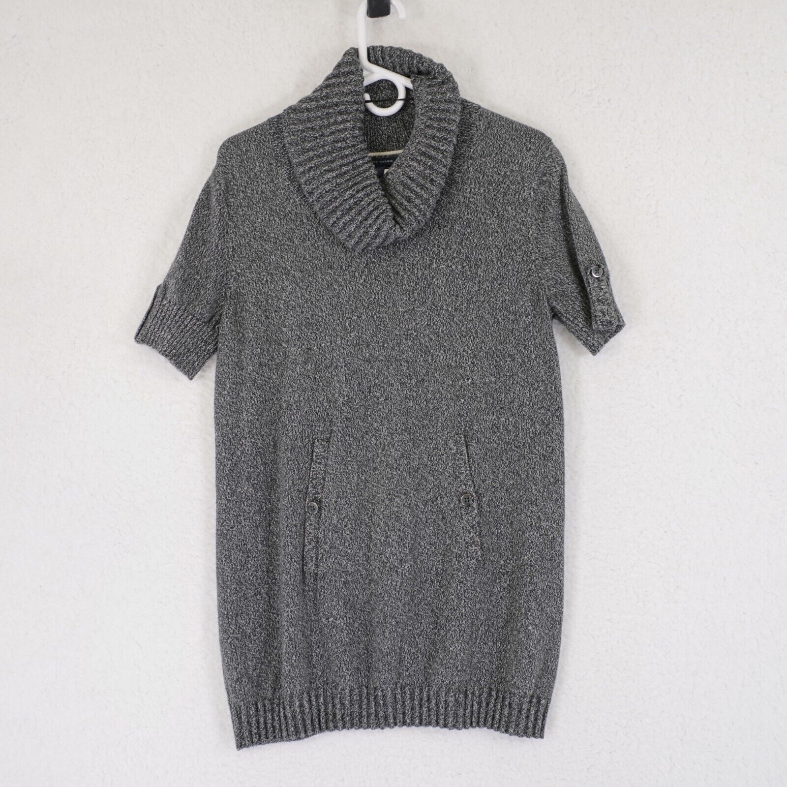 Tommy Hilfiger Tommy Hilfiger Gray Cowl Neck Short Sleeve Sweater Large Cot Size L / US 10 / IT 46 - 1 Thumbnail