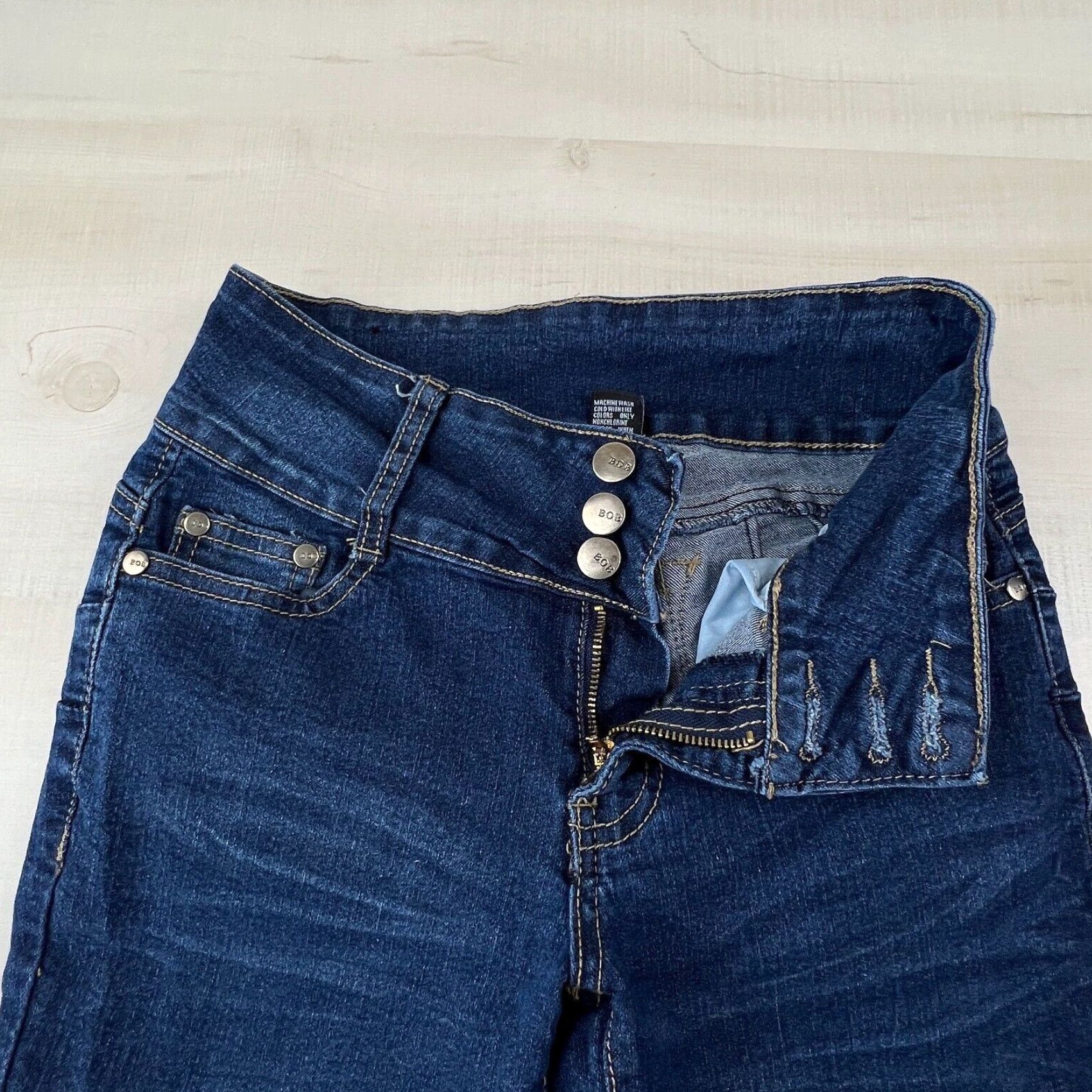 Vintage Bob Jeans Womens Dark Blue Mid Rise Skinny Jeans Stretch 3 Juniors Size 26" / US 2 / IT 38 - 3 Thumbnail
