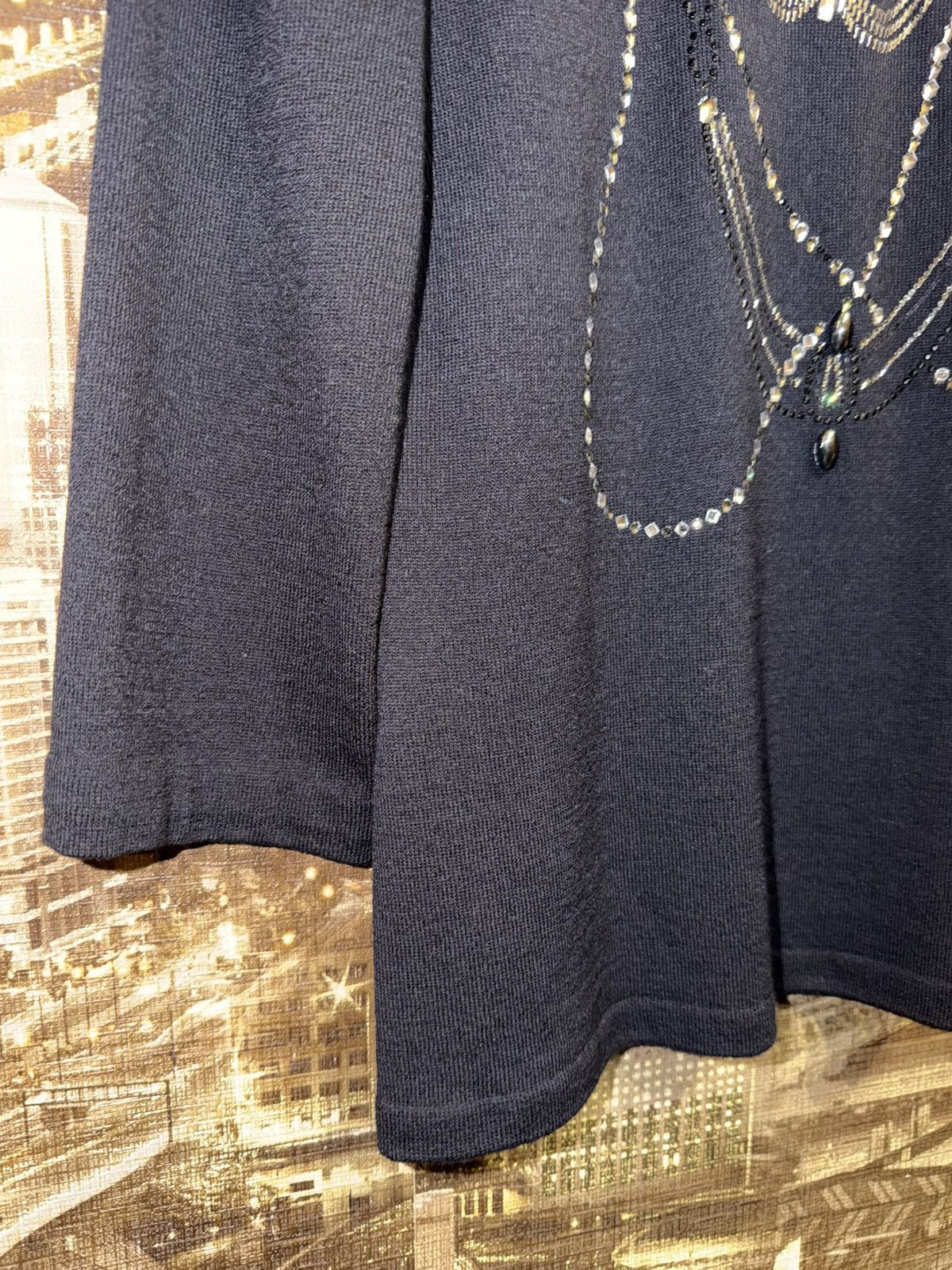 St. John Women's St. John Black & Silver Beaded Crew Neck Sweater Size M / US 6-8 / IT 42-44 - 2 Thumbnail