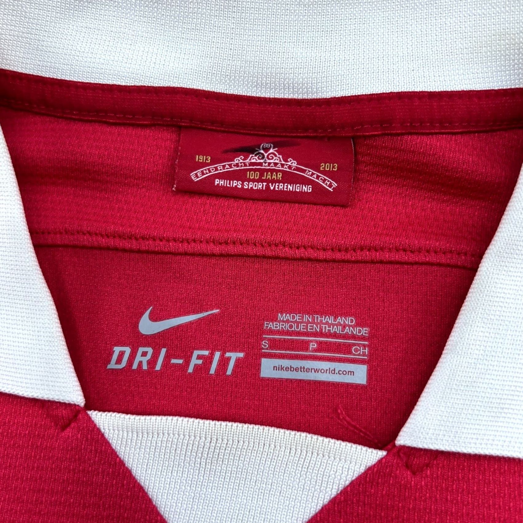 Nike PSV Eindhoven Nike 2013-2014 Home Jersey Small Centenary 100th Anniversary Adult Shirt S Red Nike Short Sleeve Football Jersey Mens Size US S / EU 44-46 / 1 - 5 Thumbnail