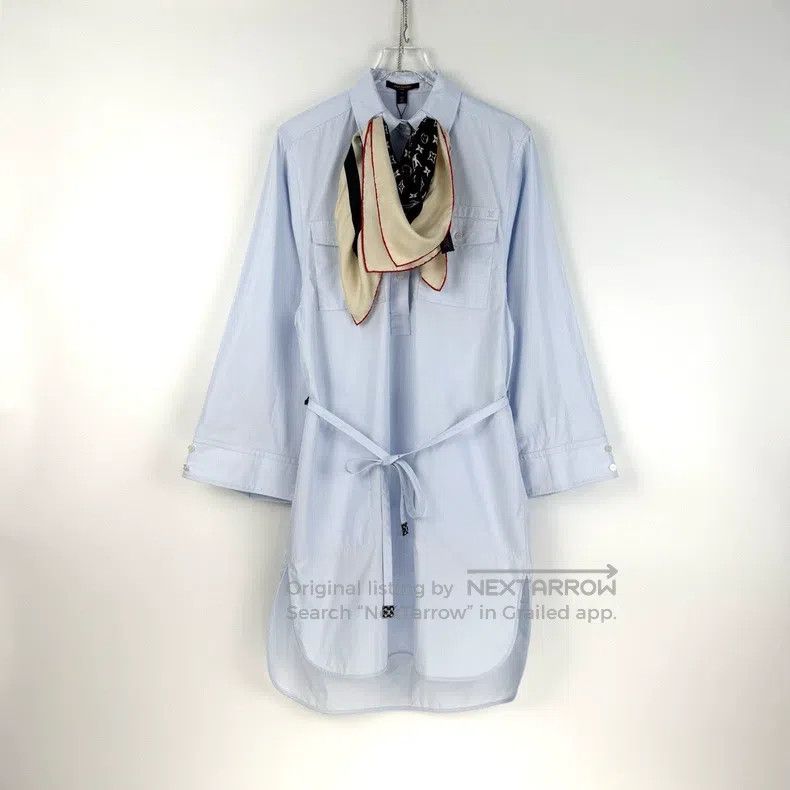 Louis Vuitton Louis Vuitton Light blue full logo scarf collar belt long Size XS / US 0-2 / IT 36-38 - 3 Thumbnail
