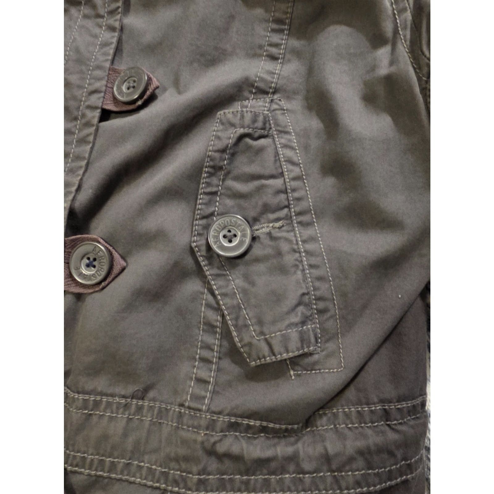 Vintage VINTAGE Y2K Aeropostale Faux Fur Lined Hooded Military Style Jacket Gray Womens Medium Size M / US 6-8 / IT 42-44 - 4 Thumbnail