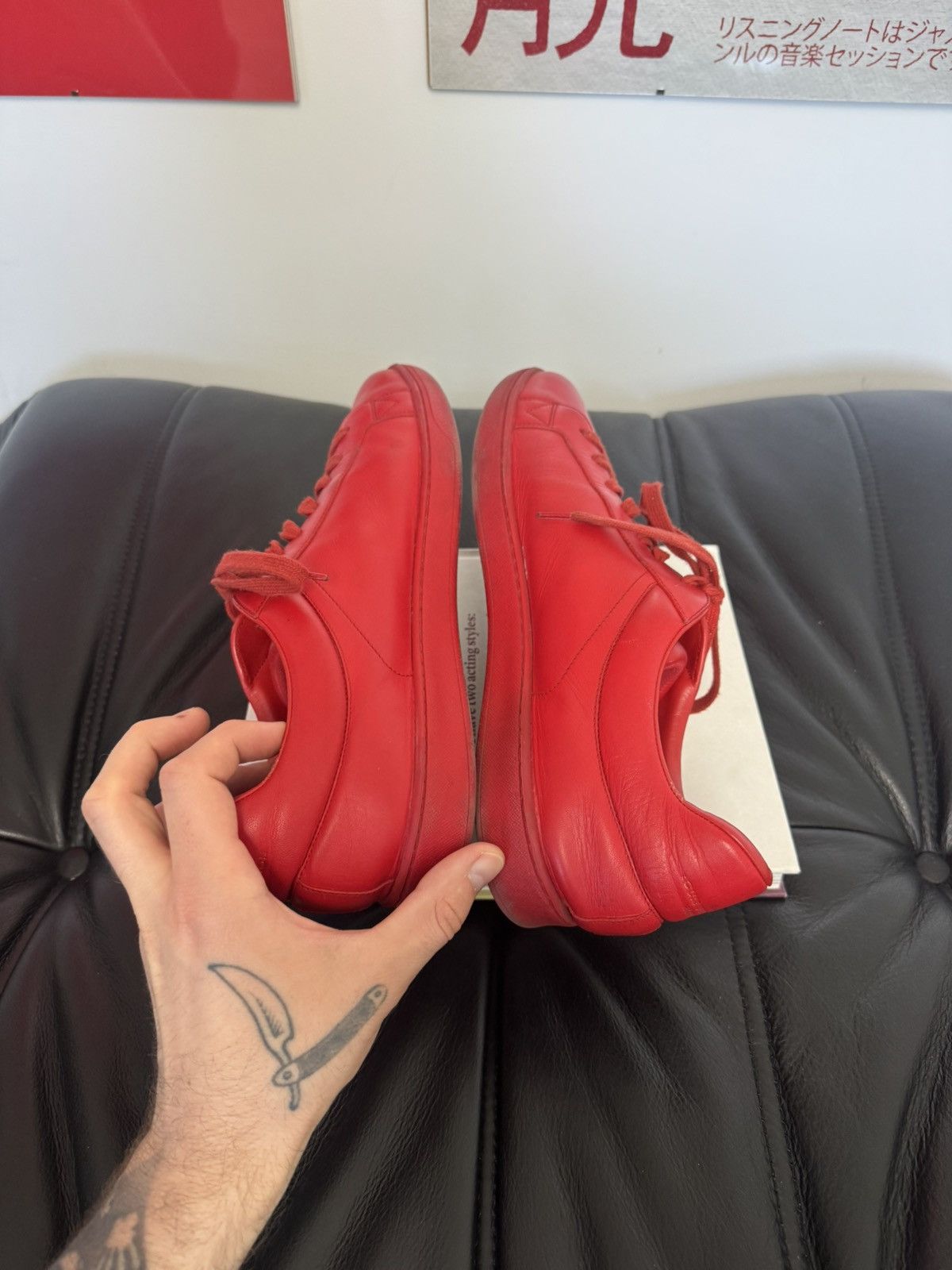 Louis Vuitton Louis Vuitton Low Top Designer Red Leather Sneakers LV Hype Size US 9.5 / EU 42-43 - 5 Thumbnail