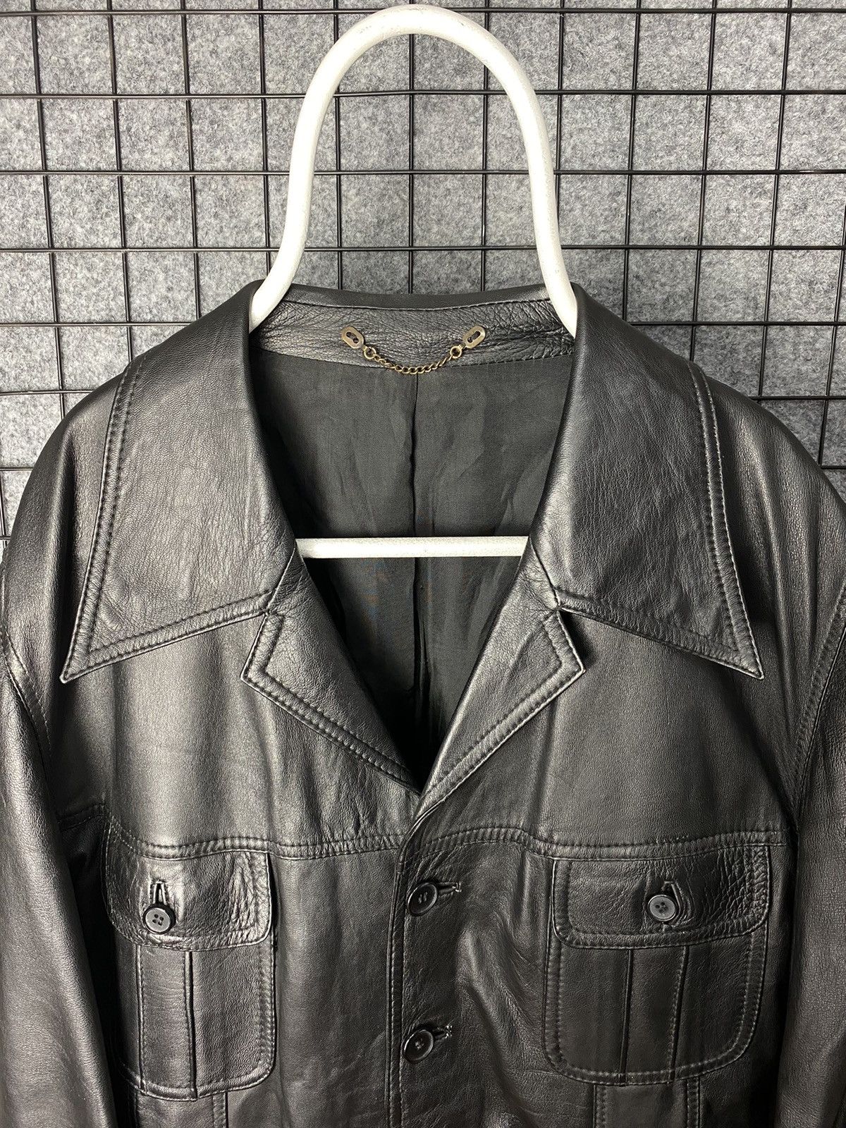 Genuine Leather × Vintage Vintage 90s Genuine Leather Blazer Jacket Size L Size US L / EU 52-54 / 3 - 7 Thumbnail